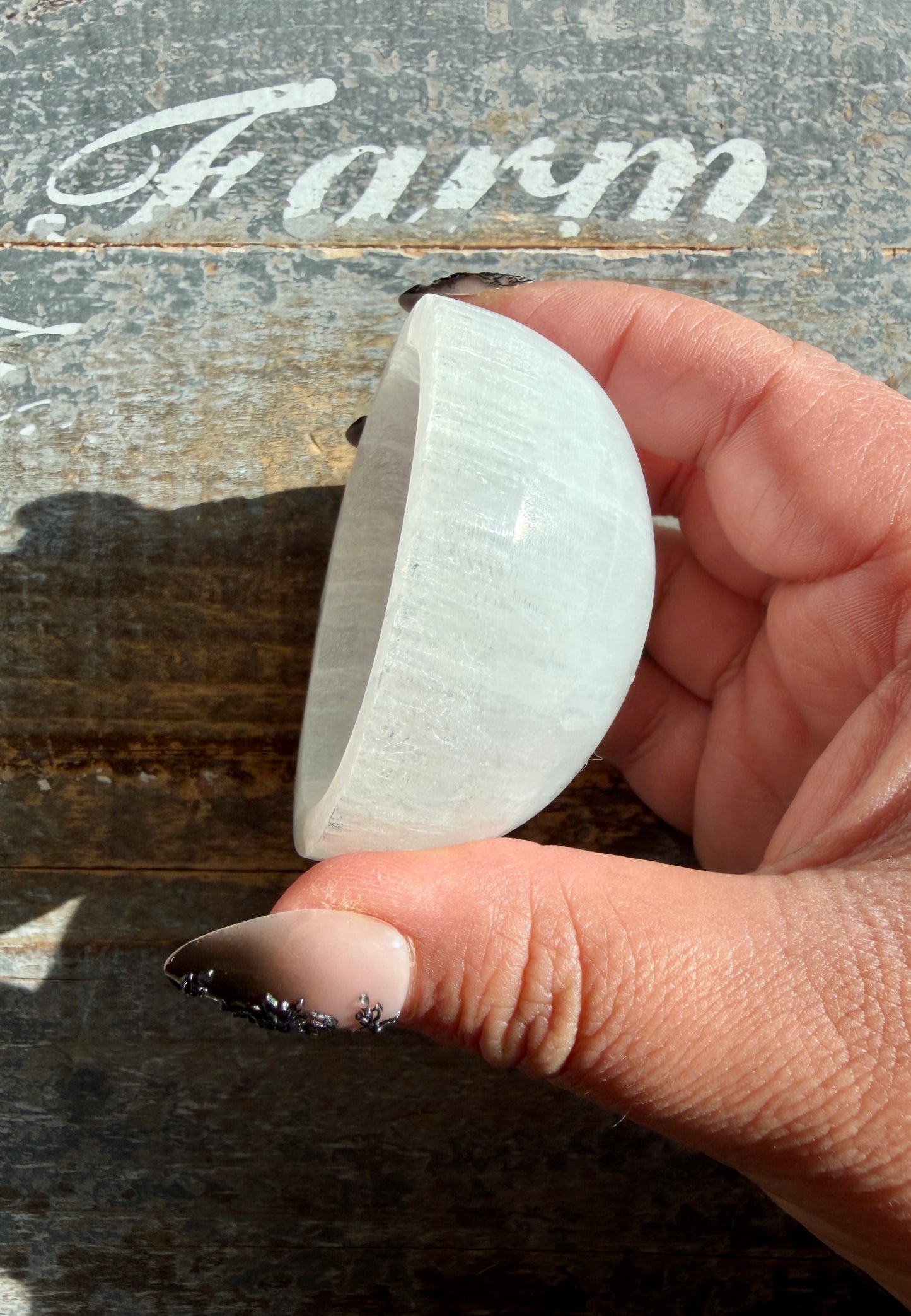One (1) Satin Spar (selentine) Bowl | Mini