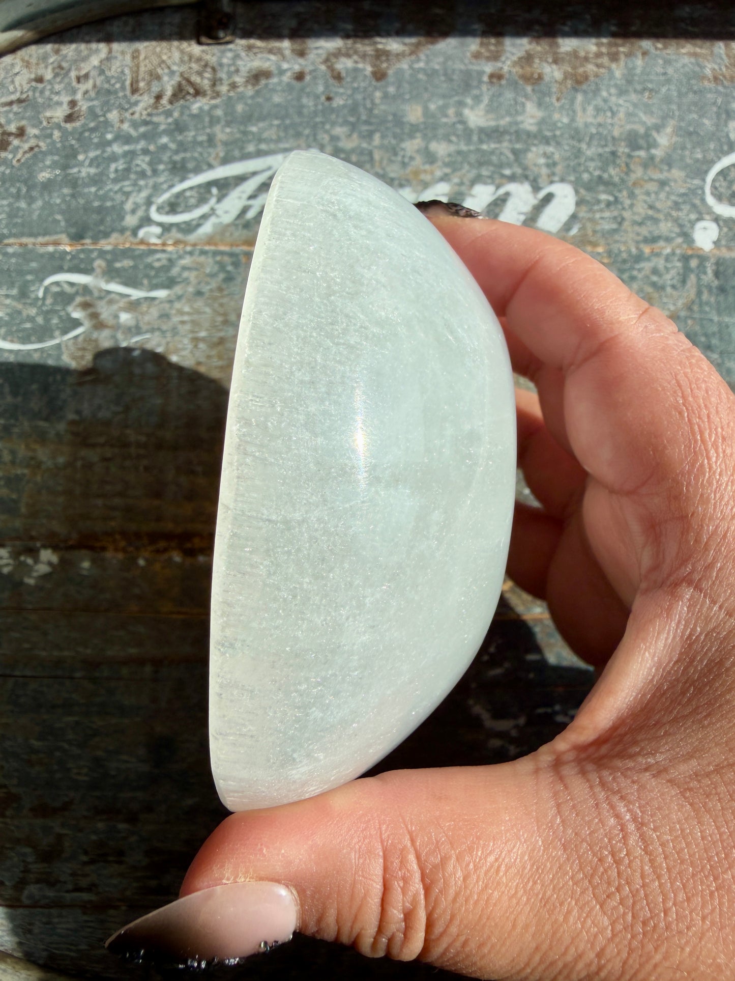One (1) Satin Spar (selentine) Bowl | Medium