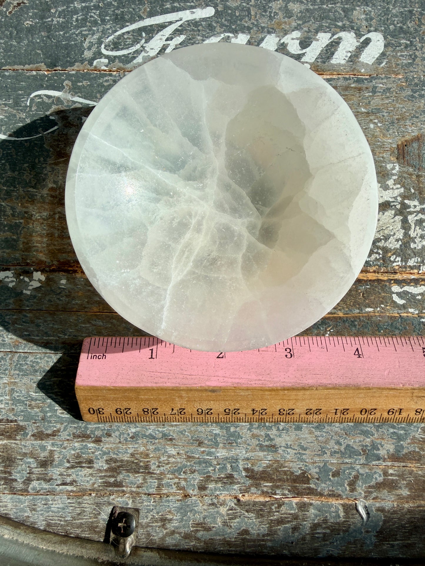 One (1) Satin Spar (selentine) Bowl | Medium