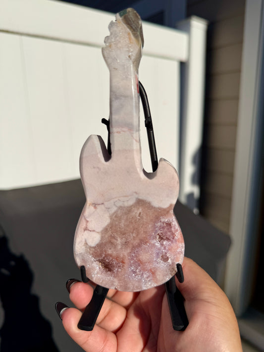 Gorgeous Pink Amethyst Guitar on Stand | Opt 2 (VIDEO AVAILABLE)