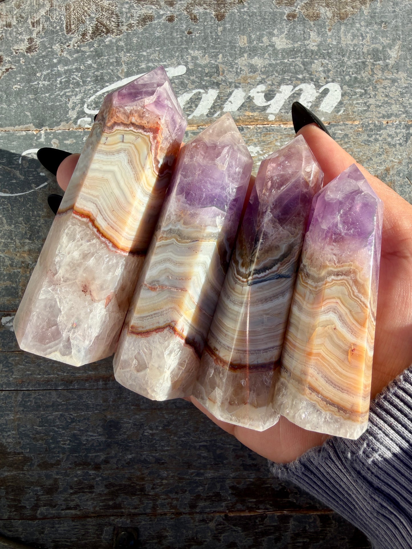 One (1) Gorgeous Amethyst & Crazy Lace Agate Towers | Intuitively Chosen