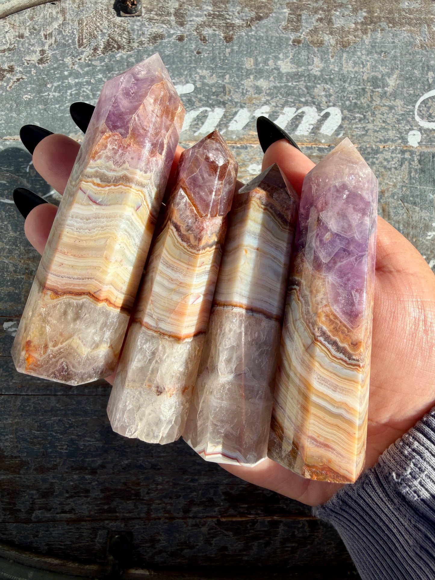 One (1) Gorgeous Amethyst & Crazy Lace Agate Towers | Intuitively Chosen
