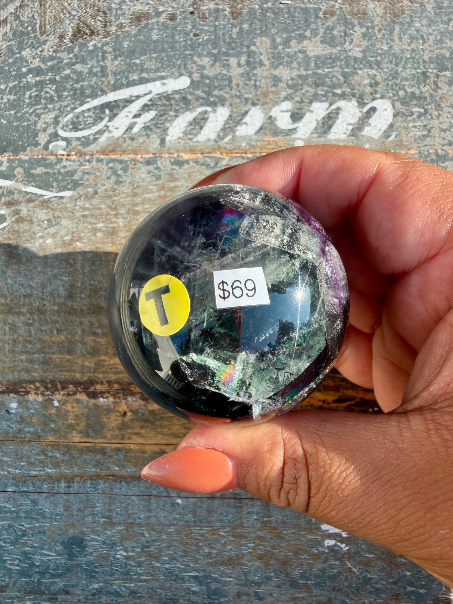 Gorgeous Dark Rainbow Fluorite Sphere | Opt T