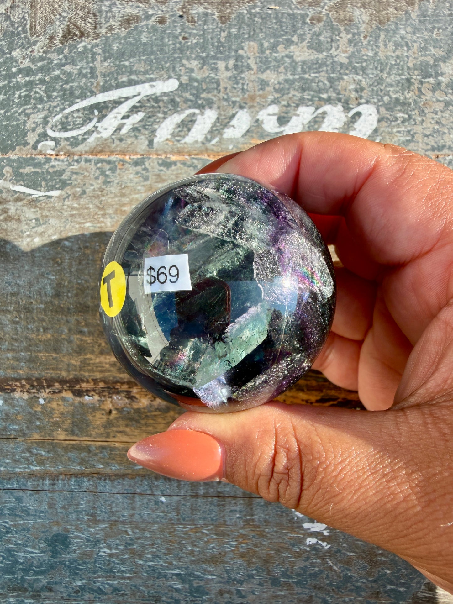 Gorgeous Dark Rainbow Fluorite Sphere | Opt T