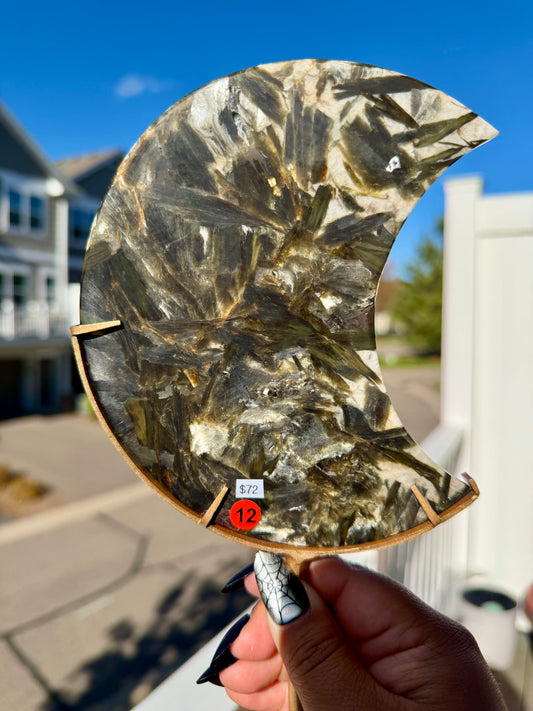Gorgeous Green Tourmaline with Lepidolite Garnet Moon | Opt 12 (VIDEO AVAILABLE)