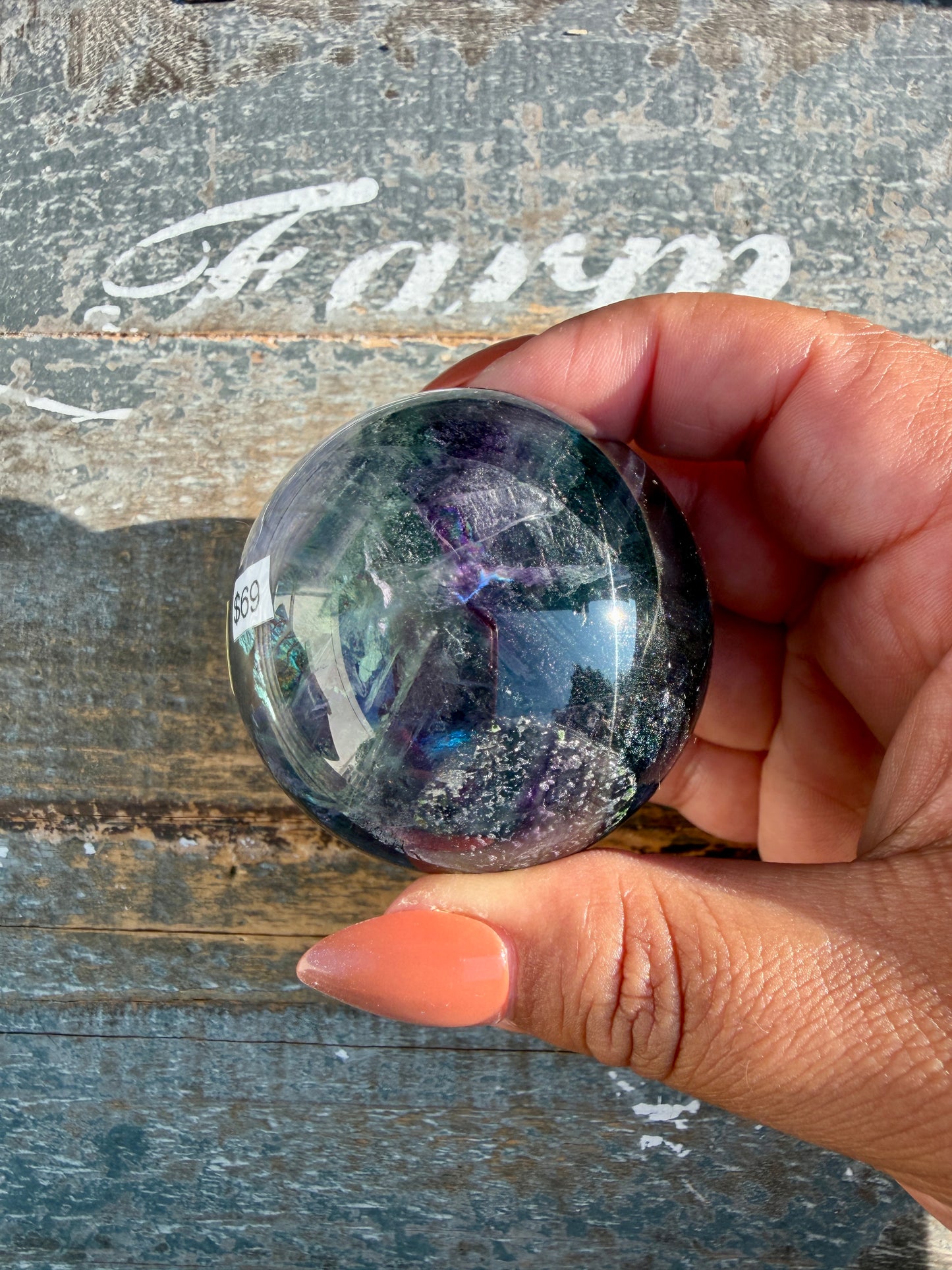 Gorgeous Dark Rainbow Fluorite Sphere | Opt T