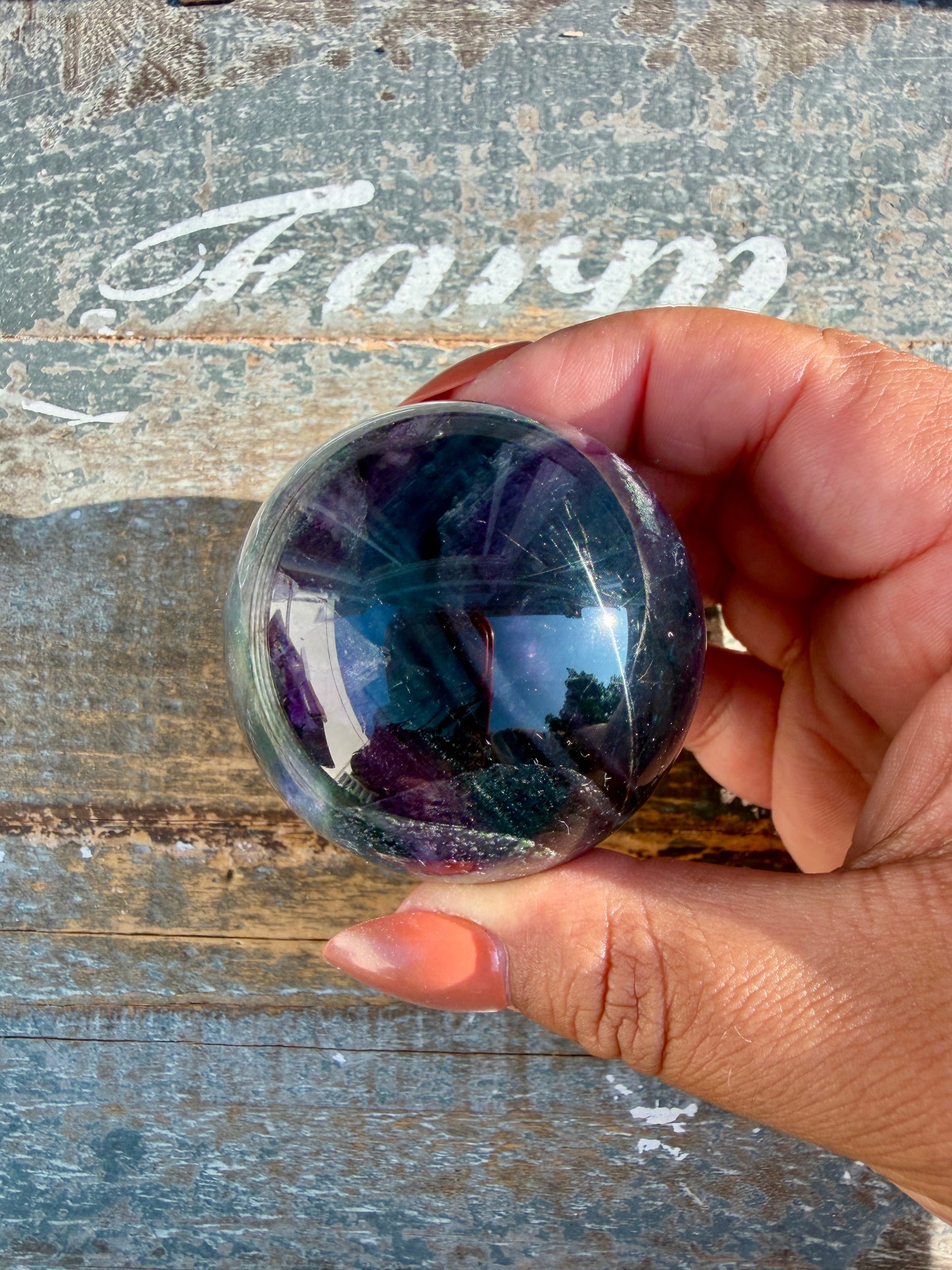 Gorgeous Dark Rainbow Fluorite Sphere | Opt T