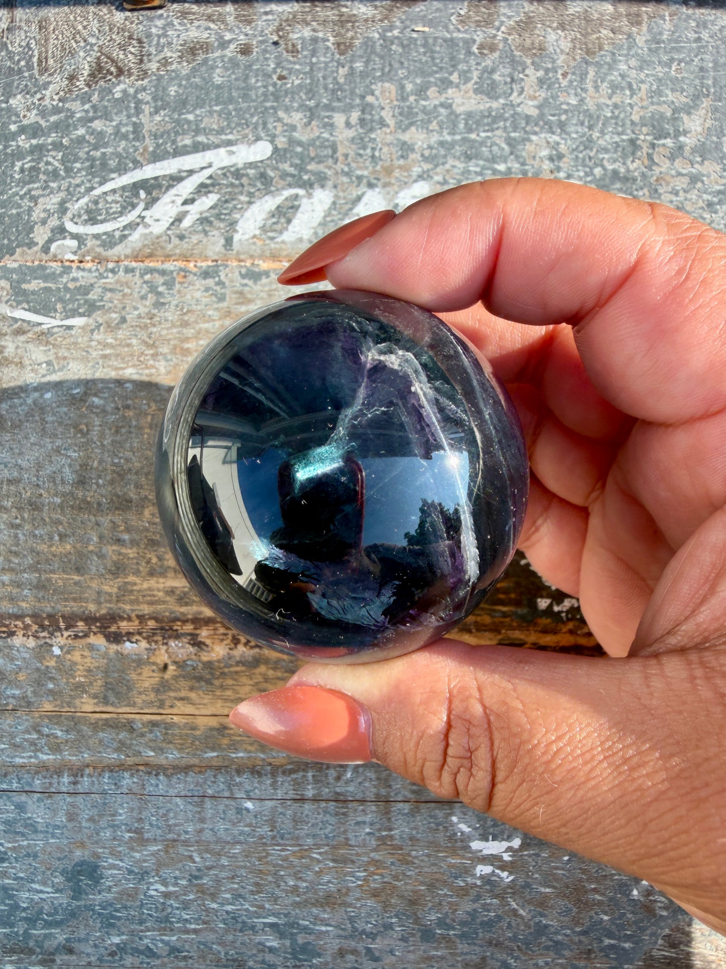 Gorgeous Dark Rainbow Fluorite Sphere | Opt T