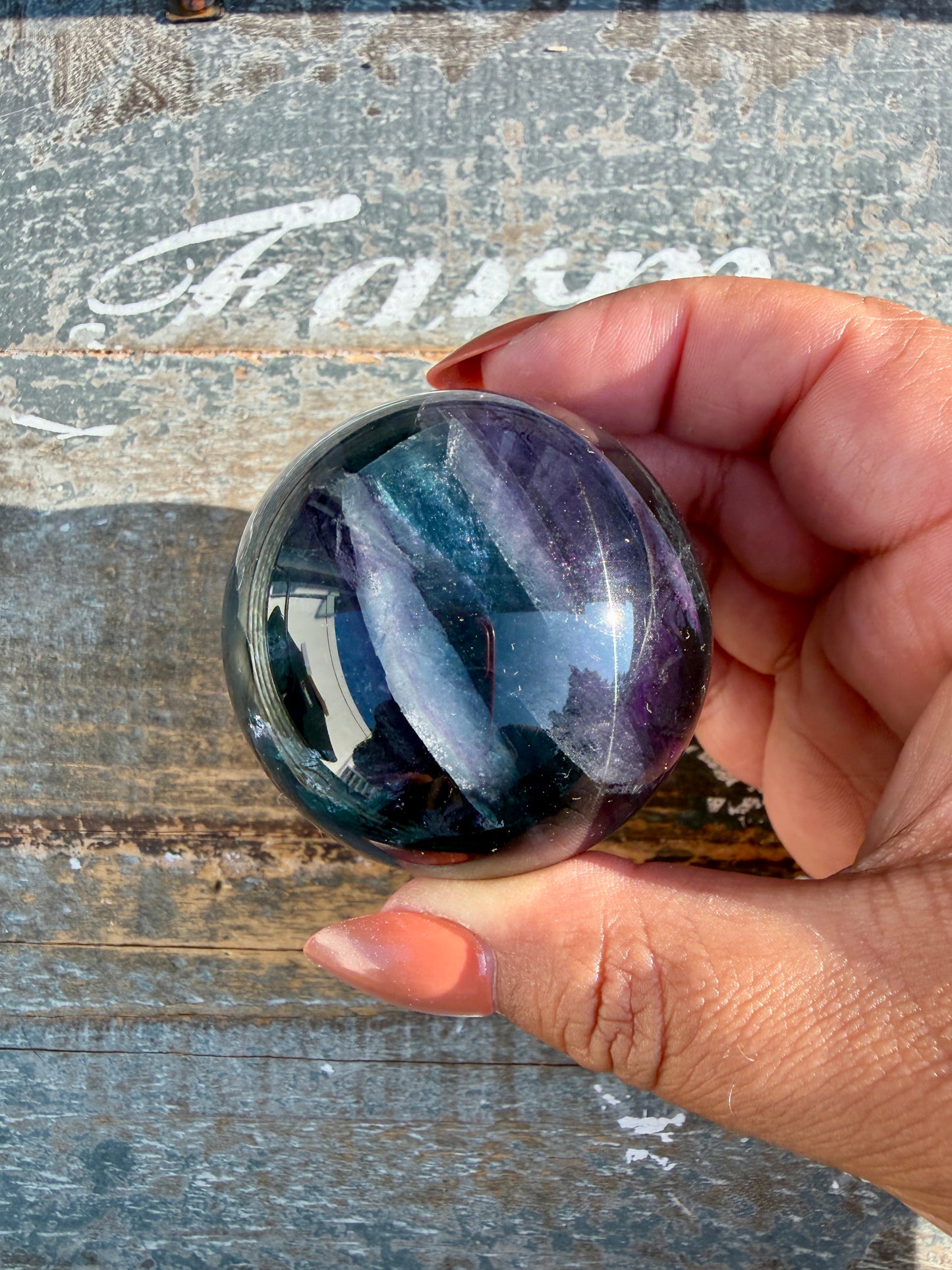 Gorgeous Dark Rainbow Fluorite Sphere | Opt T