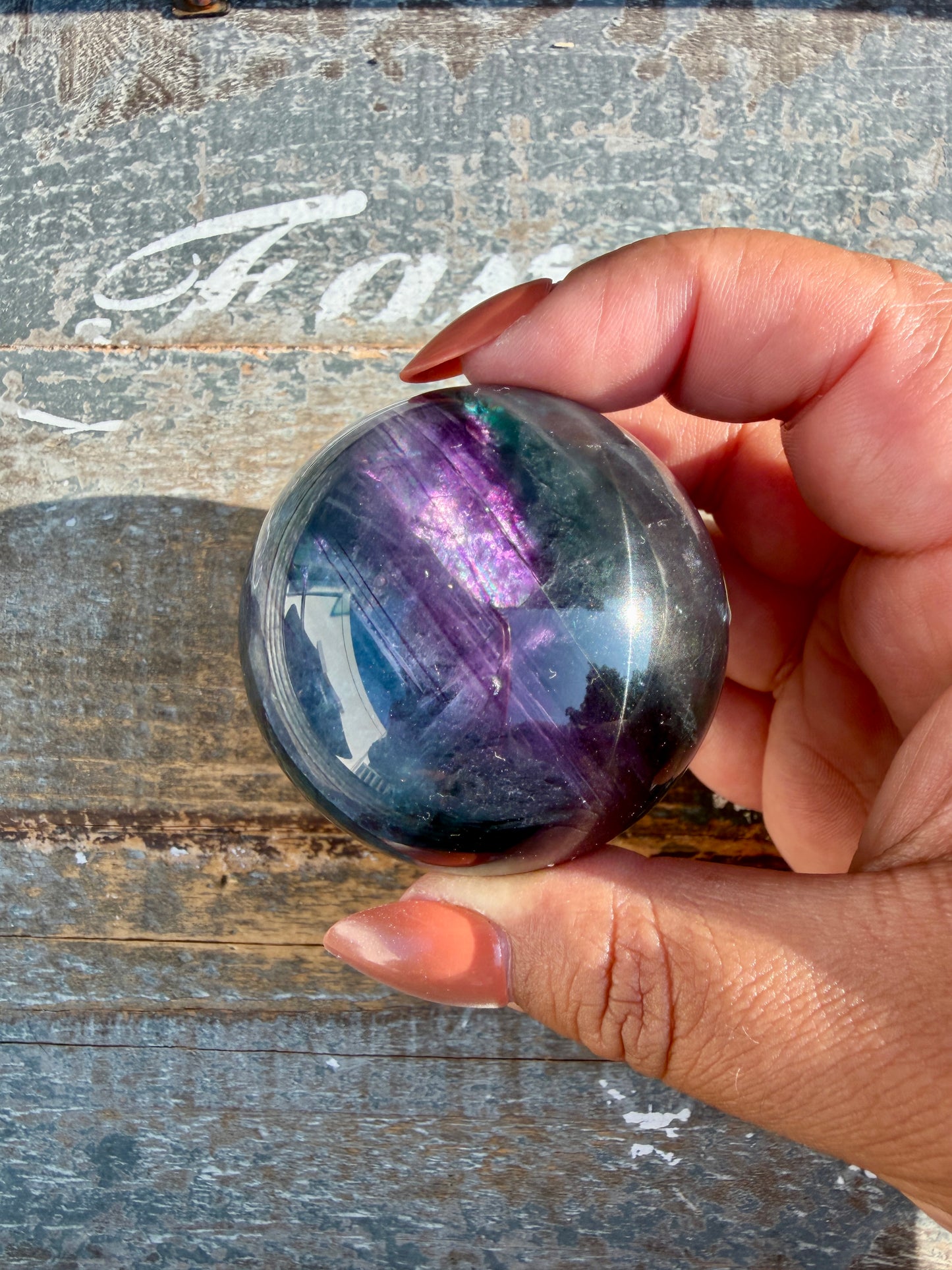 Gorgeous Dark Rainbow Fluorite Sphere | Opt T