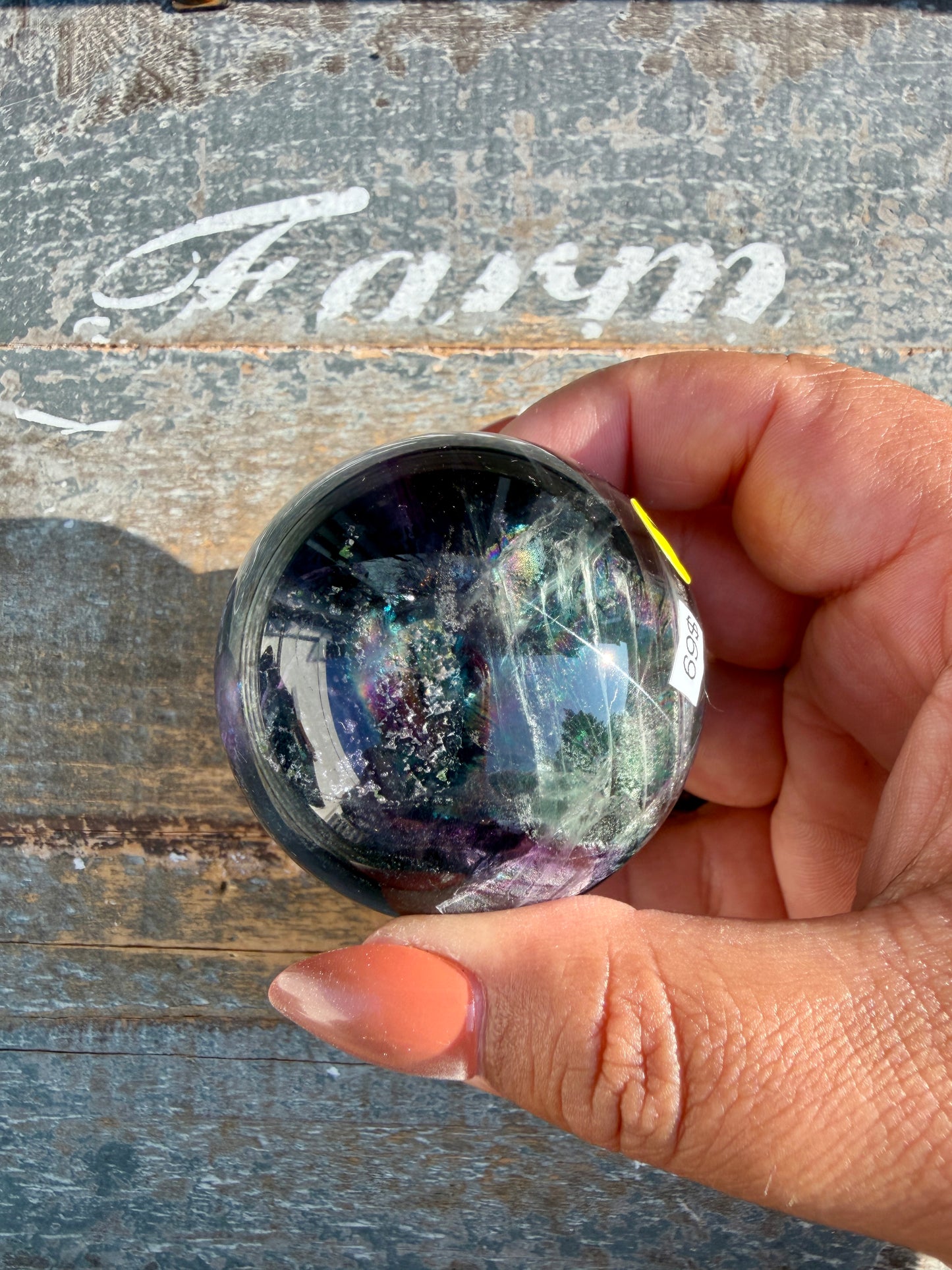 Gorgeous Dark Rainbow Fluorite Sphere | Opt T