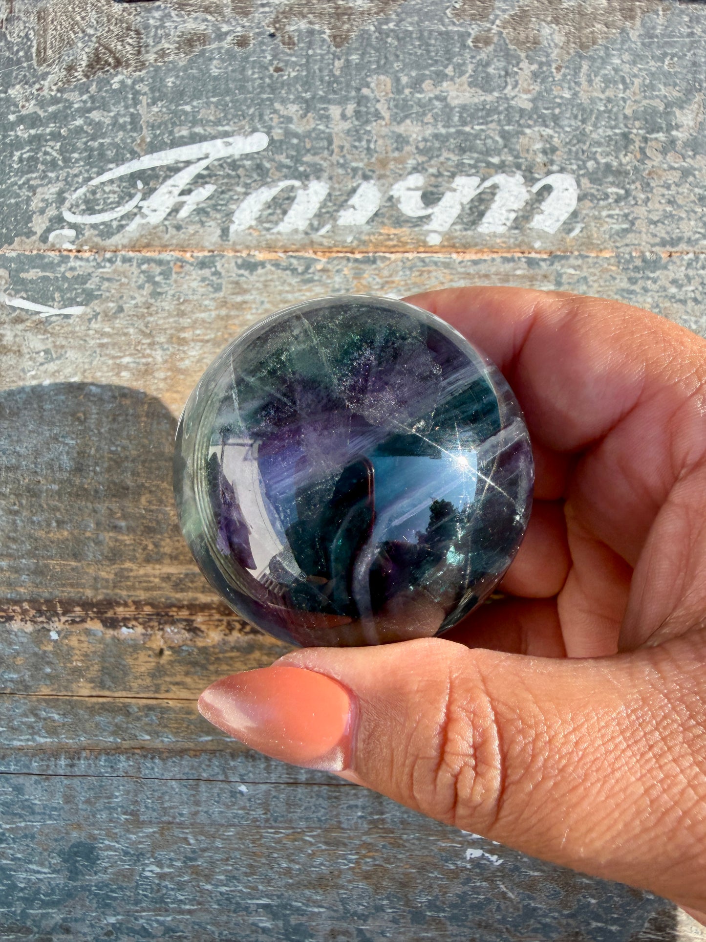 Gorgeous Dark Rainbow Fluorite Sphere | Opt T