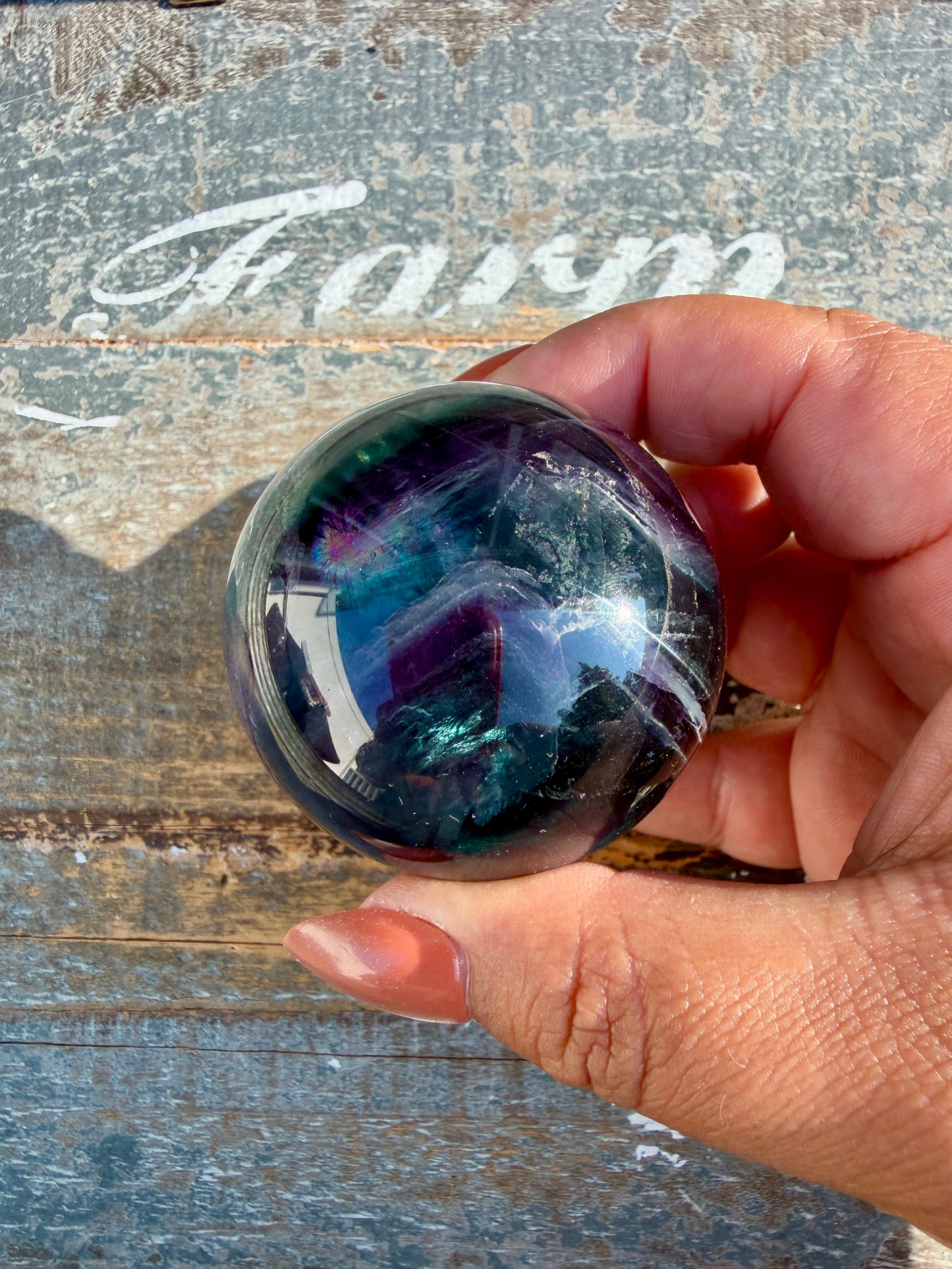 Gorgeous Dark Rainbow Fluorite Sphere | Opt T