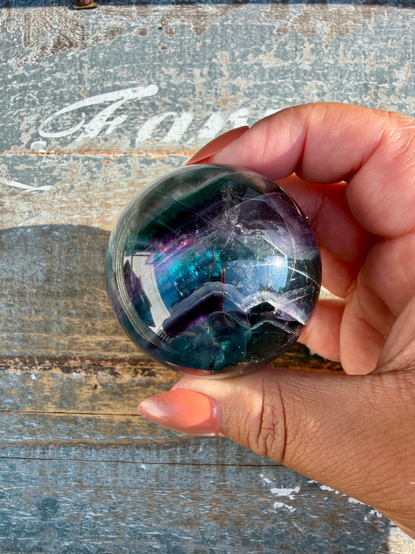 Gorgeous Dark Rainbow Fluorite Sphere | Opt T