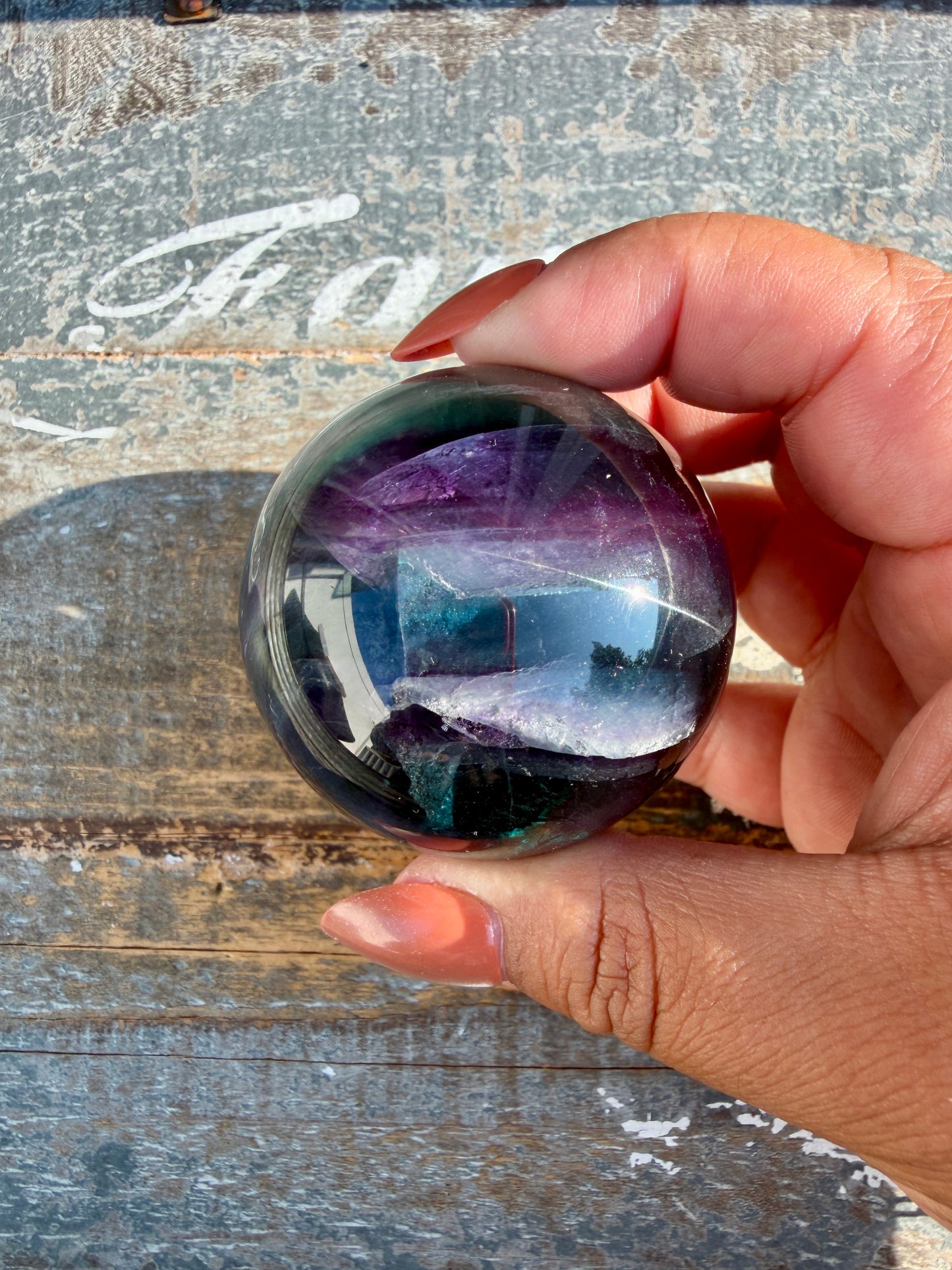 Gorgeous Dark Rainbow Fluorite Sphere | Opt T