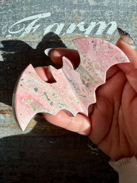 Spooky Pink Rhodonite Bat | Peru | Opt Z