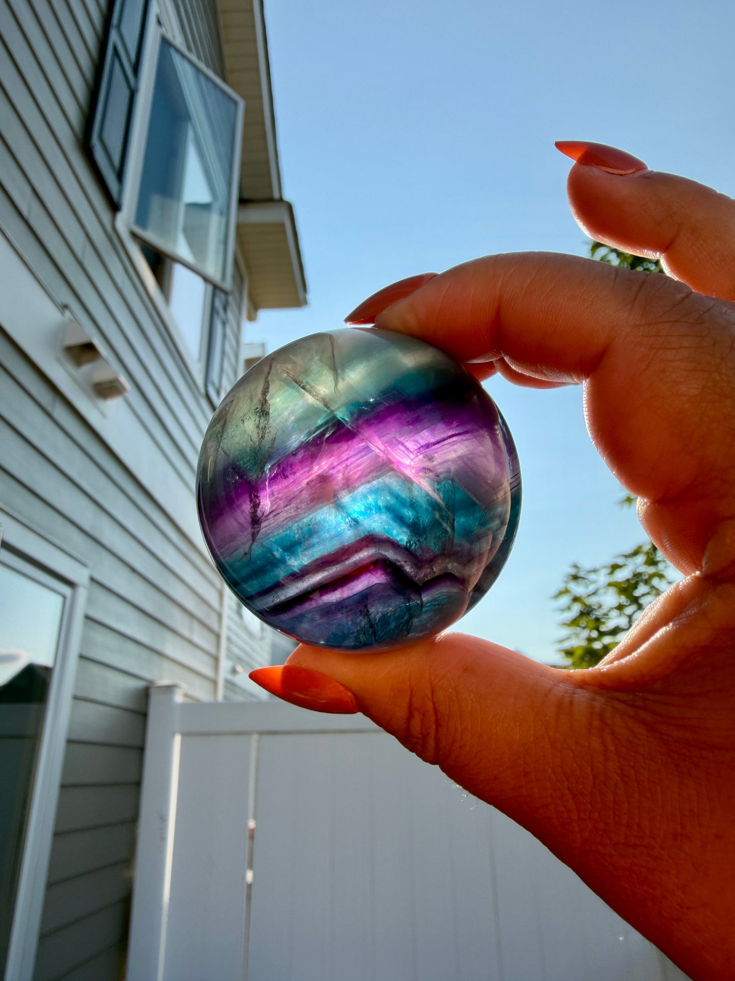 Gorgeous Dark Rainbow Fluorite Sphere | Opt T