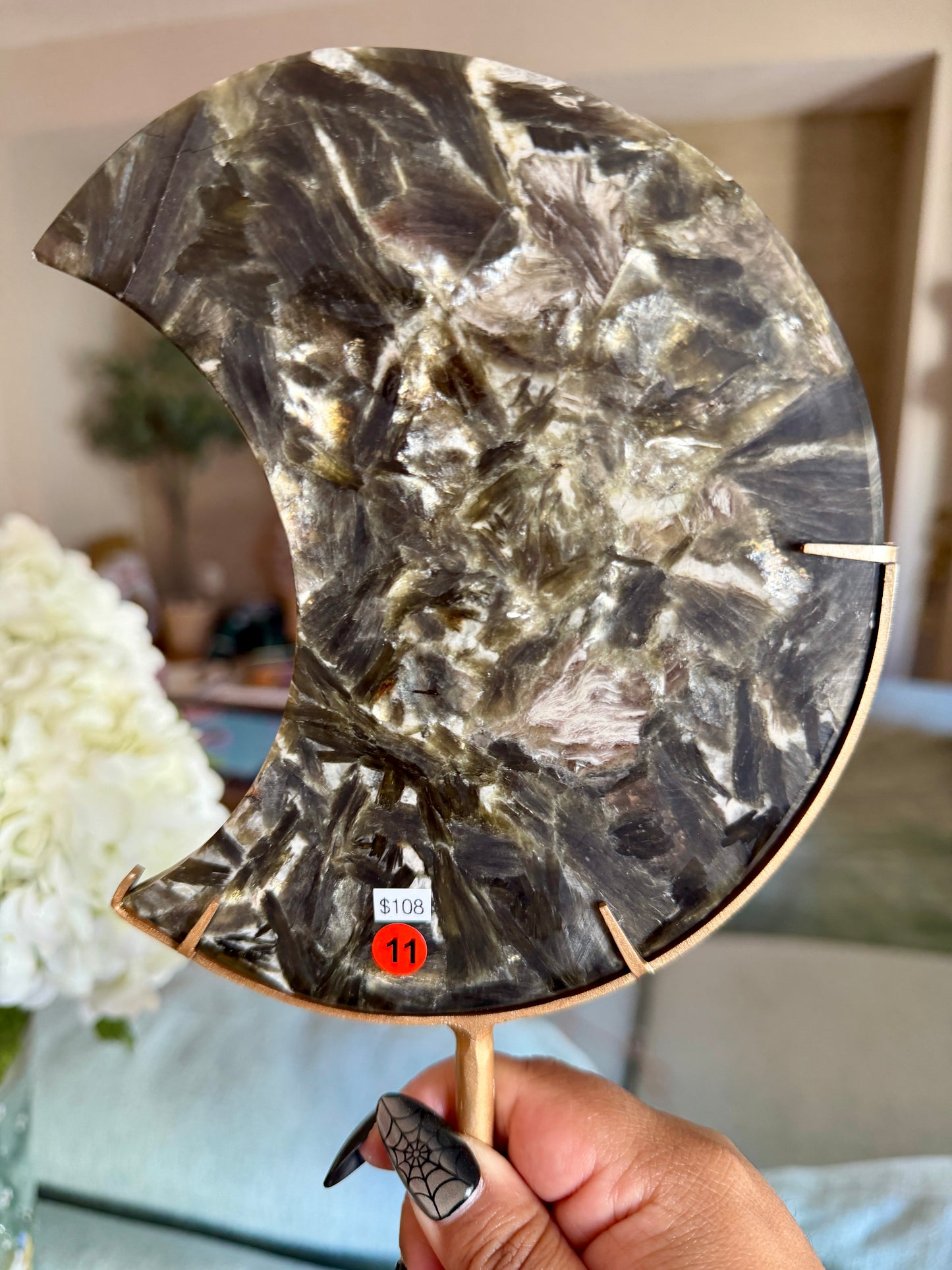 Gorgeous Green Tourmaline with Lepidolite Garnet Moon | Opt 11