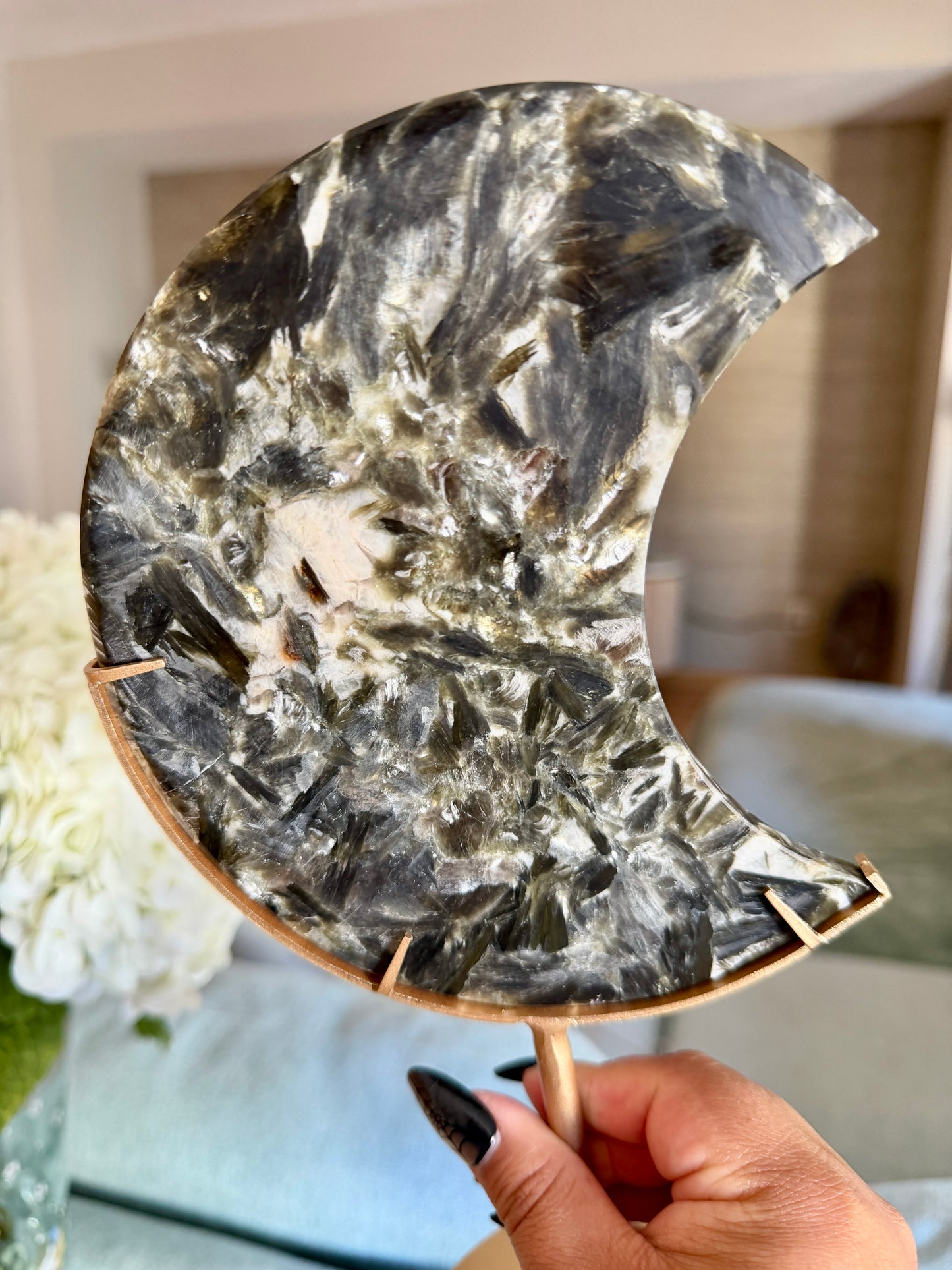 Gorgeous Green Tourmaline with Lepidolite Garnet Moon | Opt 11