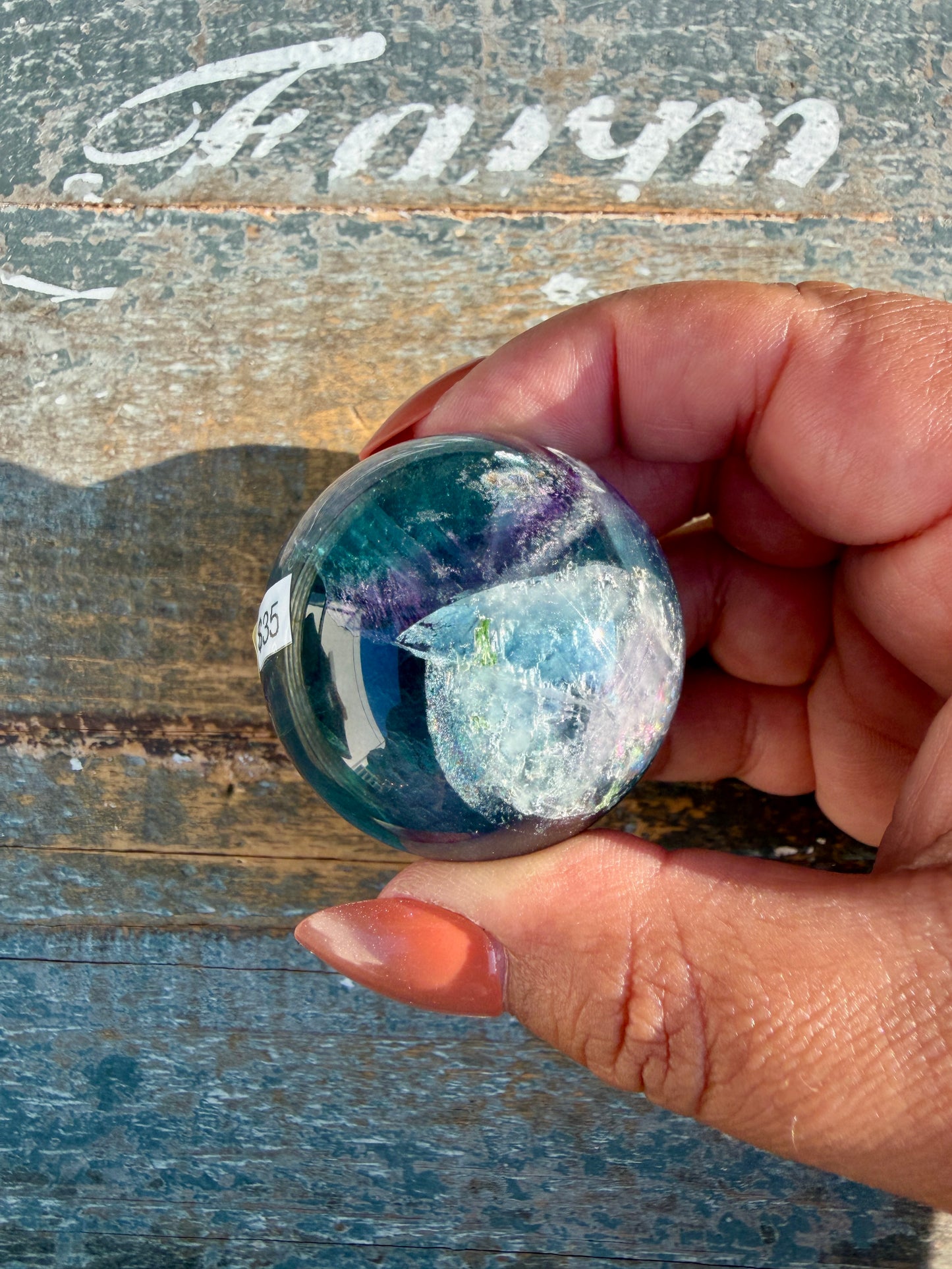 Gorgeous Dark Rainbow Fluorite Sphere | Opt O