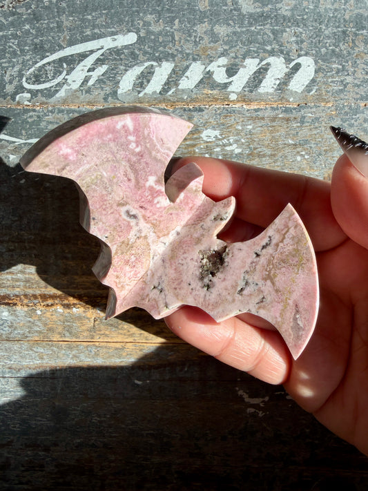 Spooky Pink Rhodonite Bat | Peru | Opt B