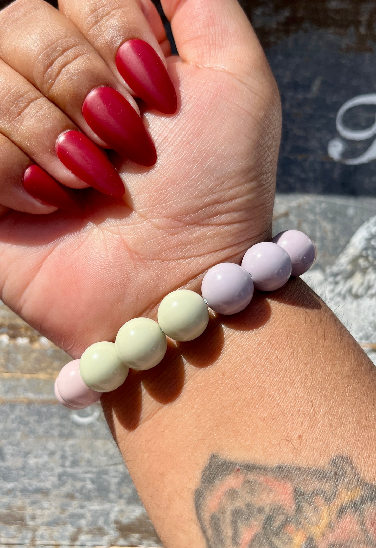 Gorgeous Pastel Alashan Big Bead Bracelet | Opt B