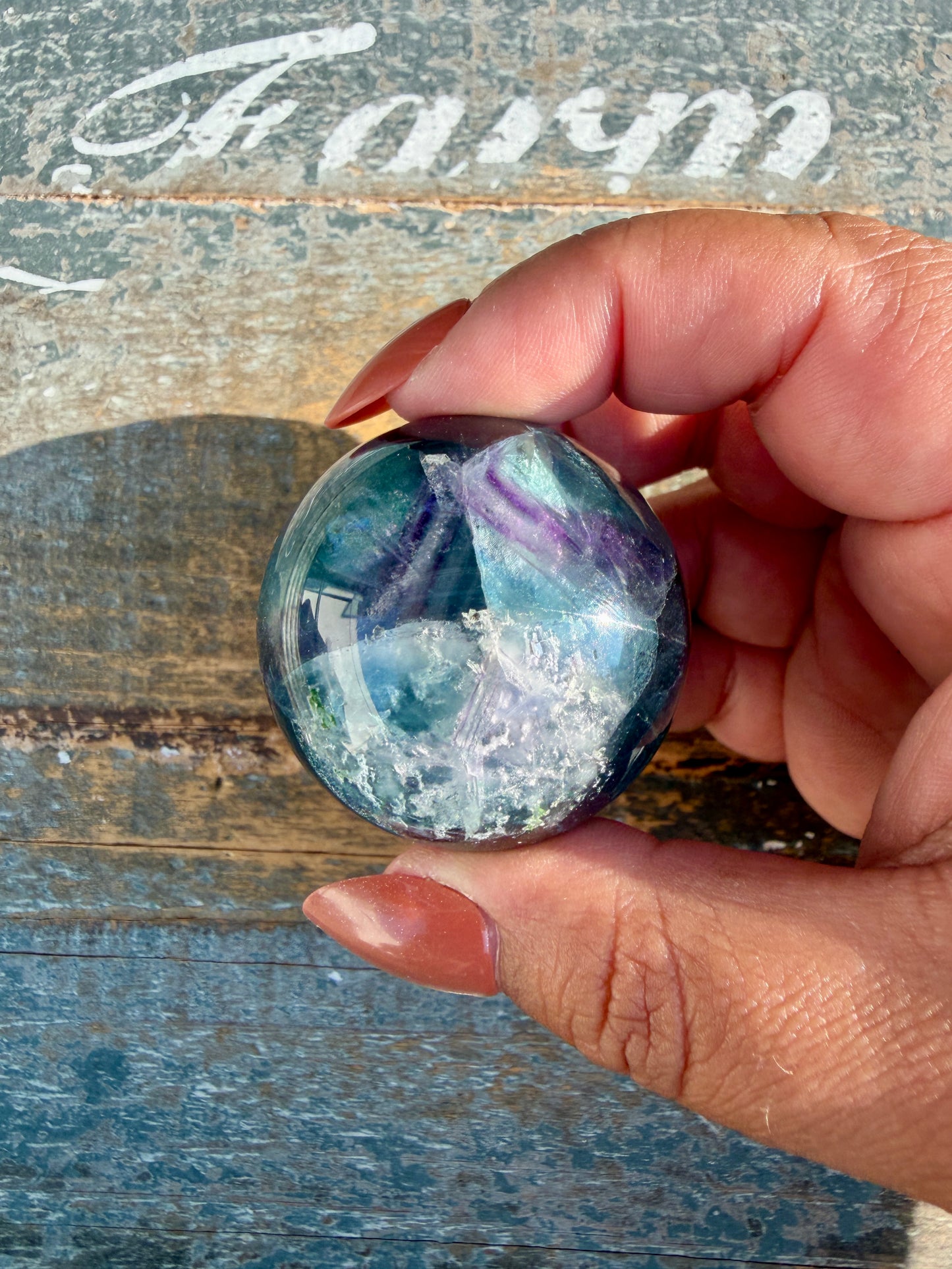 Gorgeous Dark Rainbow Fluorite Sphere | Opt O