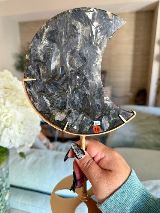 Gorgeous Green Tourmaline with Lepidolite Garnet Moon | Opt 10
