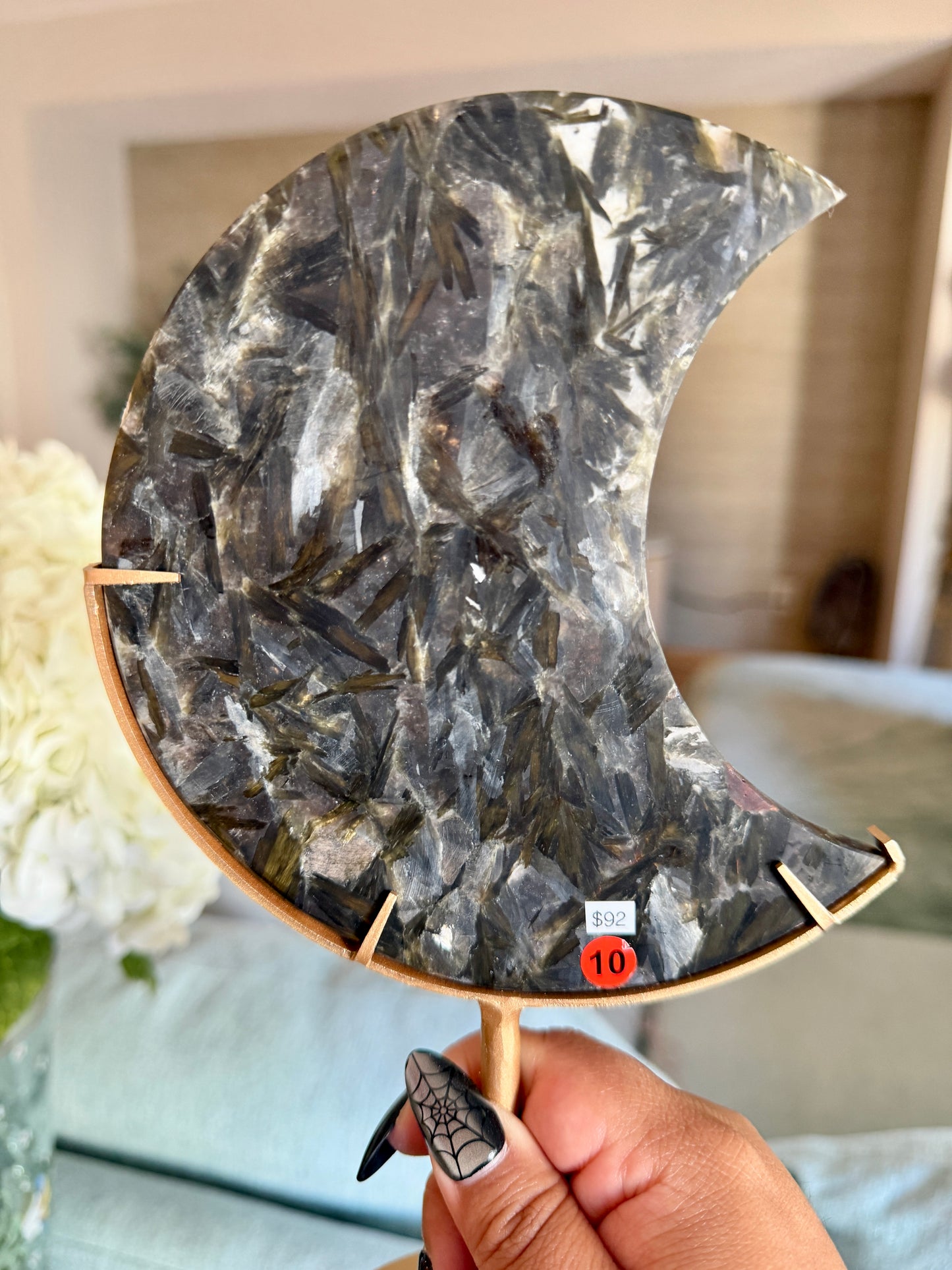 Gorgeous Green Tourmaline with Lepidolite Garnet Moon | Opt 10