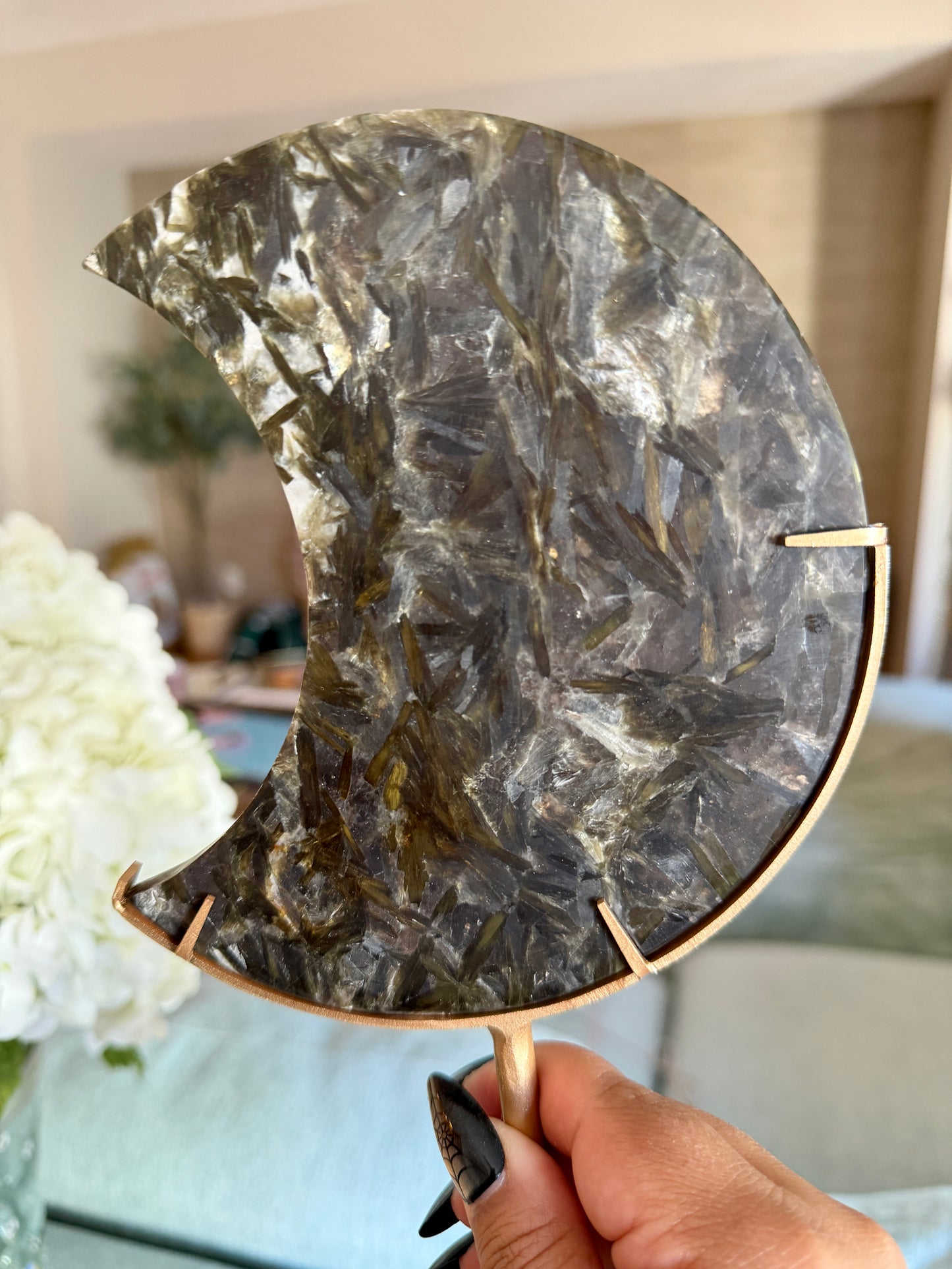 Gorgeous Green Tourmaline with Lepidolite Garnet Moon | Opt 10