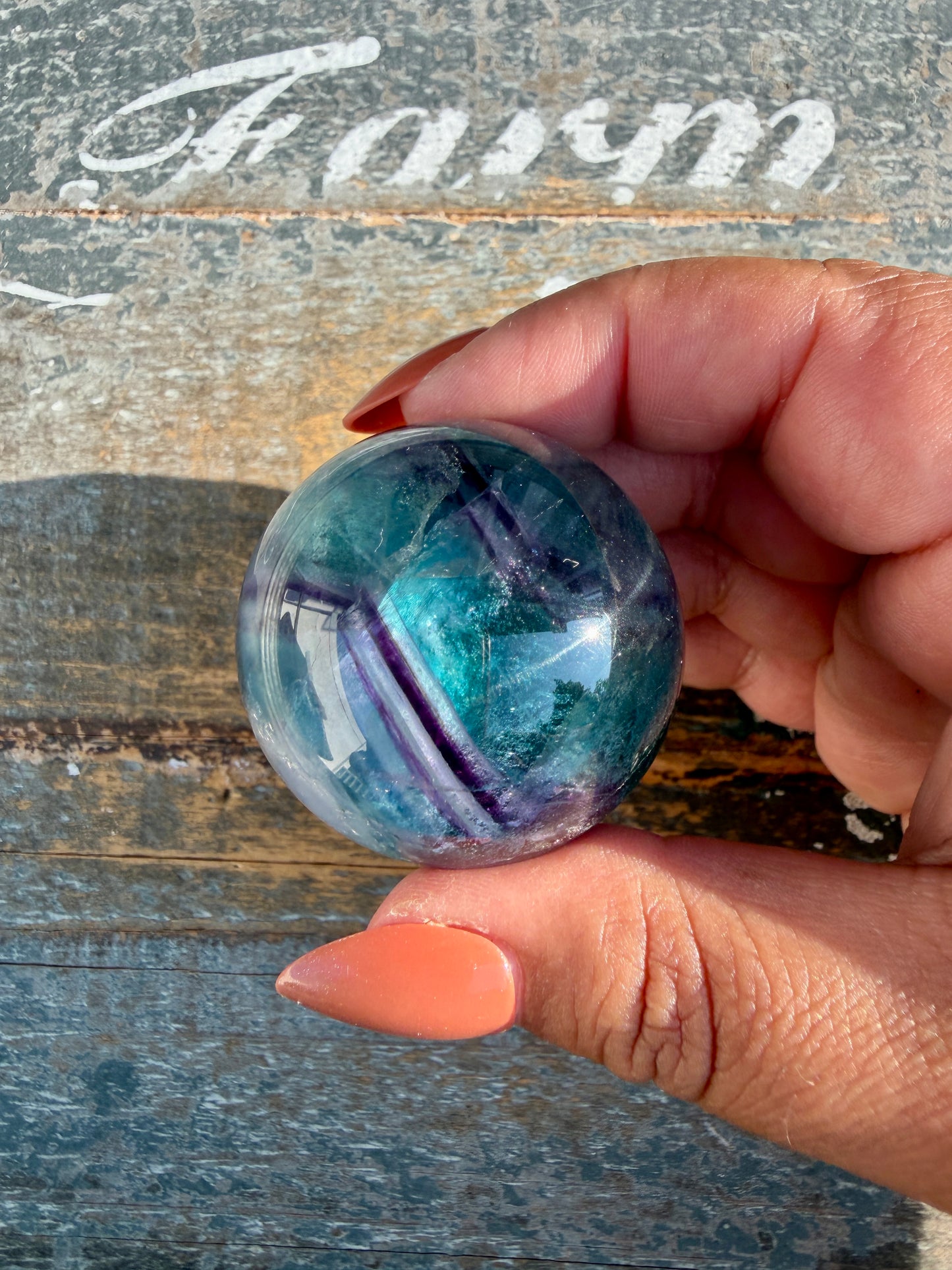 Gorgeous Dark Rainbow Fluorite Sphere | Opt O