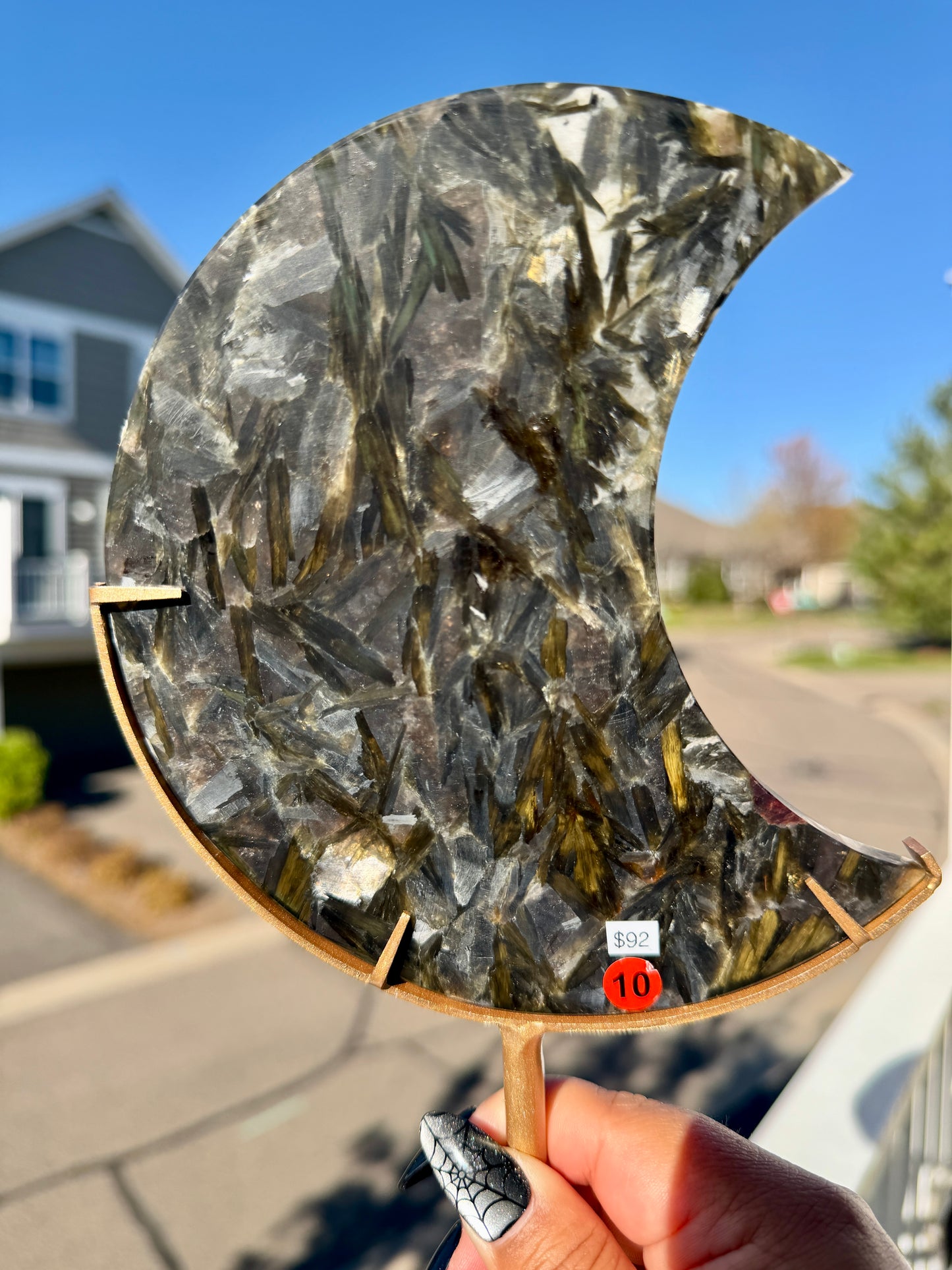 Gorgeous Green Tourmaline with Lepidolite Garnet Moon | Opt 10