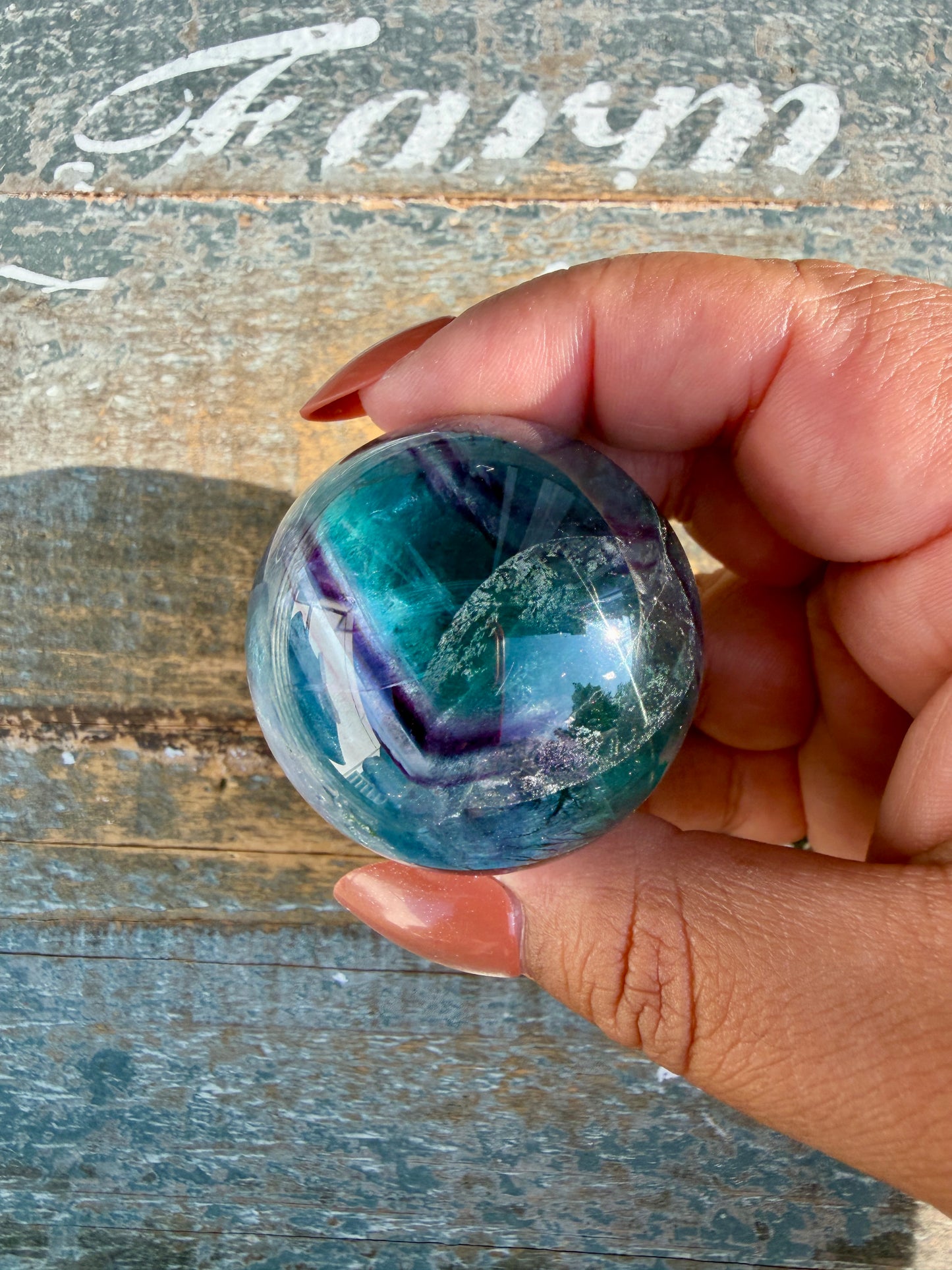 Gorgeous Dark Rainbow Fluorite Sphere | Opt O