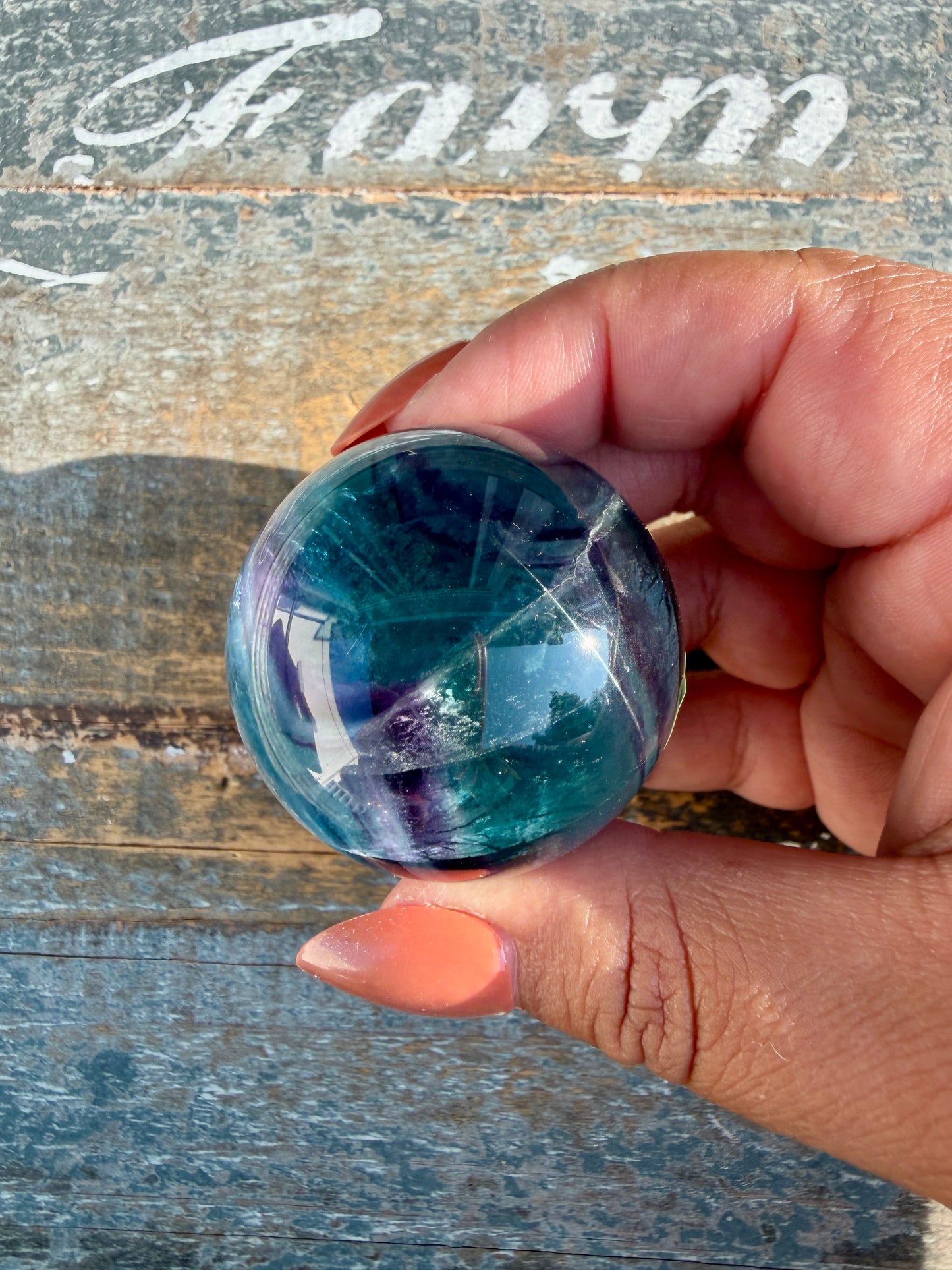 Gorgeous Dark Rainbow Fluorite Sphere | Opt O