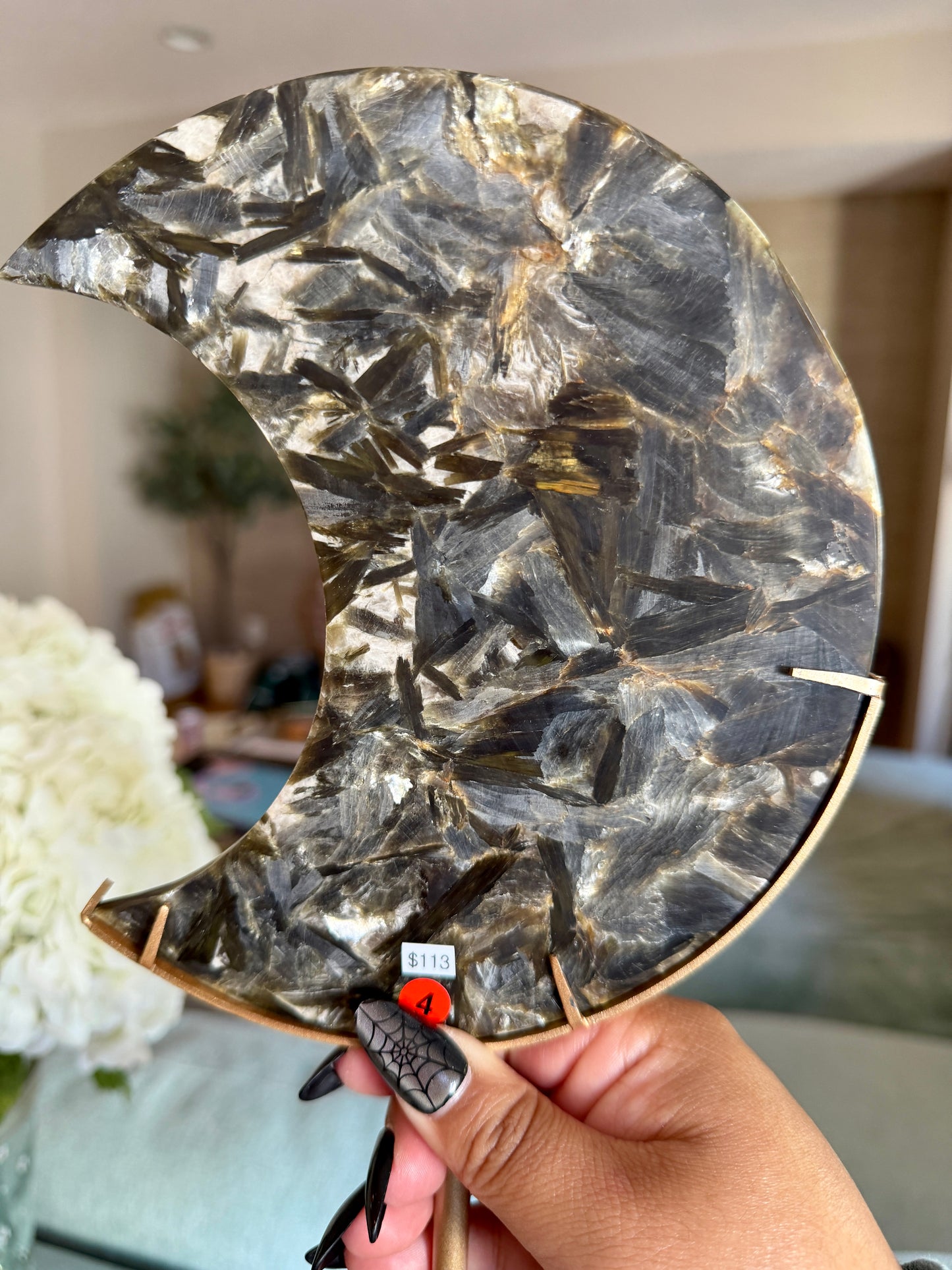 Gorgeous Green Tourmaline with Lepidolite Garnet Moon | Opt 4