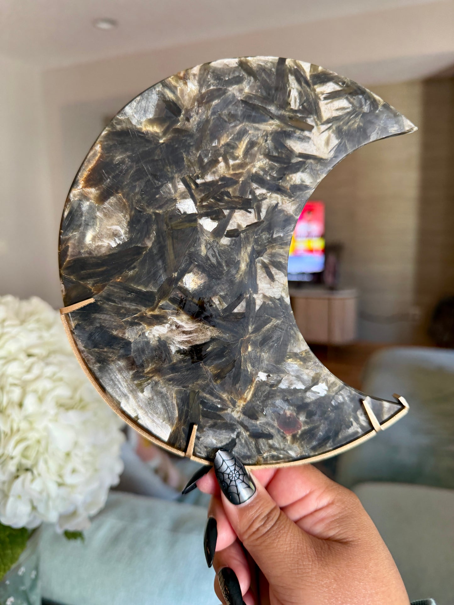 Gorgeous Green Tourmaline with Lepidolite Garnet Moon | Opt 4