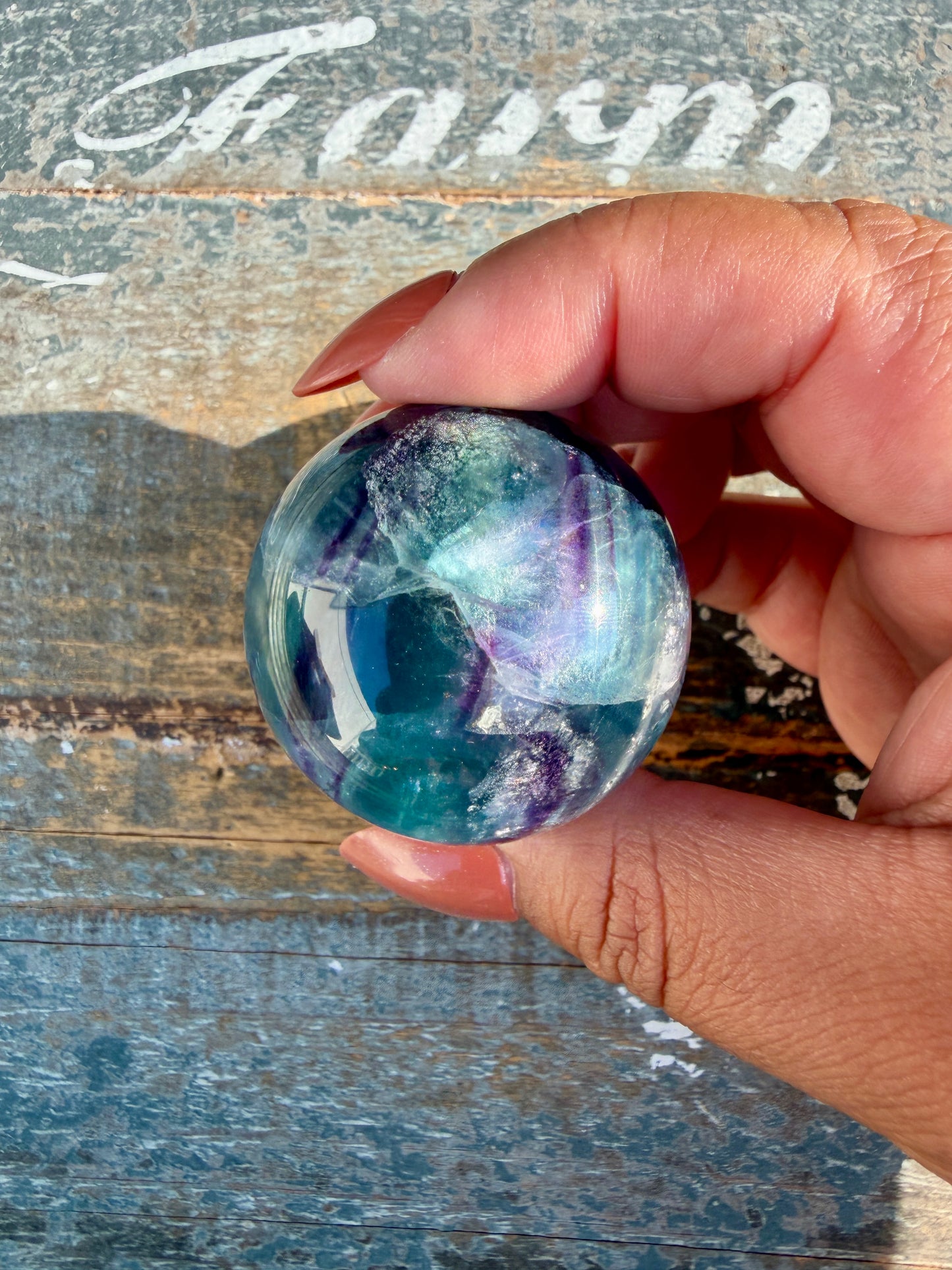 Gorgeous Dark Rainbow Fluorite Sphere | Opt O