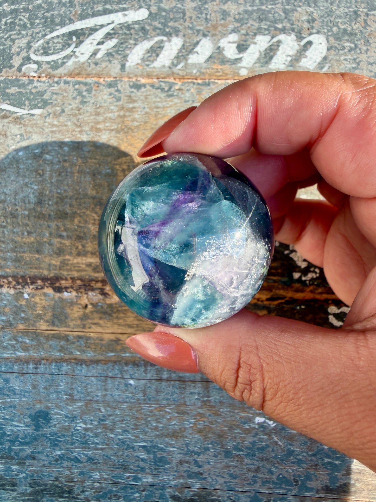 Gorgeous Dark Rainbow Fluorite Sphere | Opt O