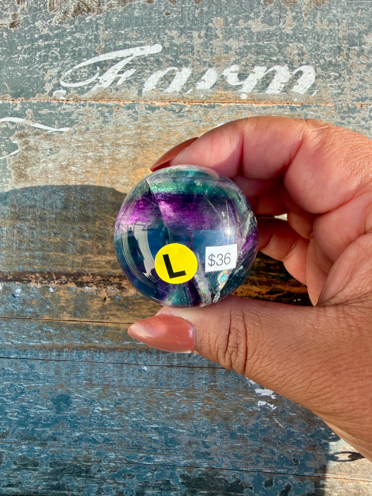 Gorgeous Dark Rainbow Fluorite Sphere | Opt L