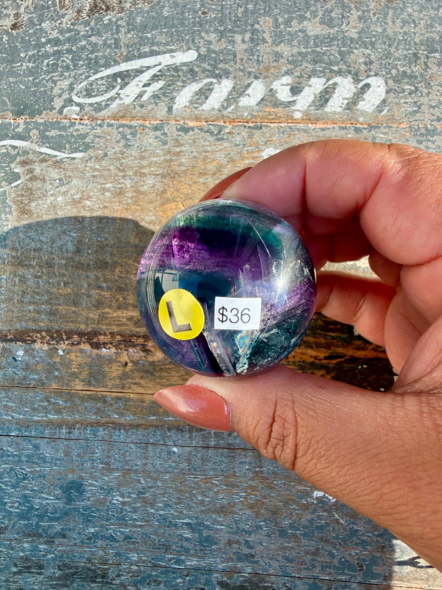 Gorgeous Dark Rainbow Fluorite Sphere | Opt L