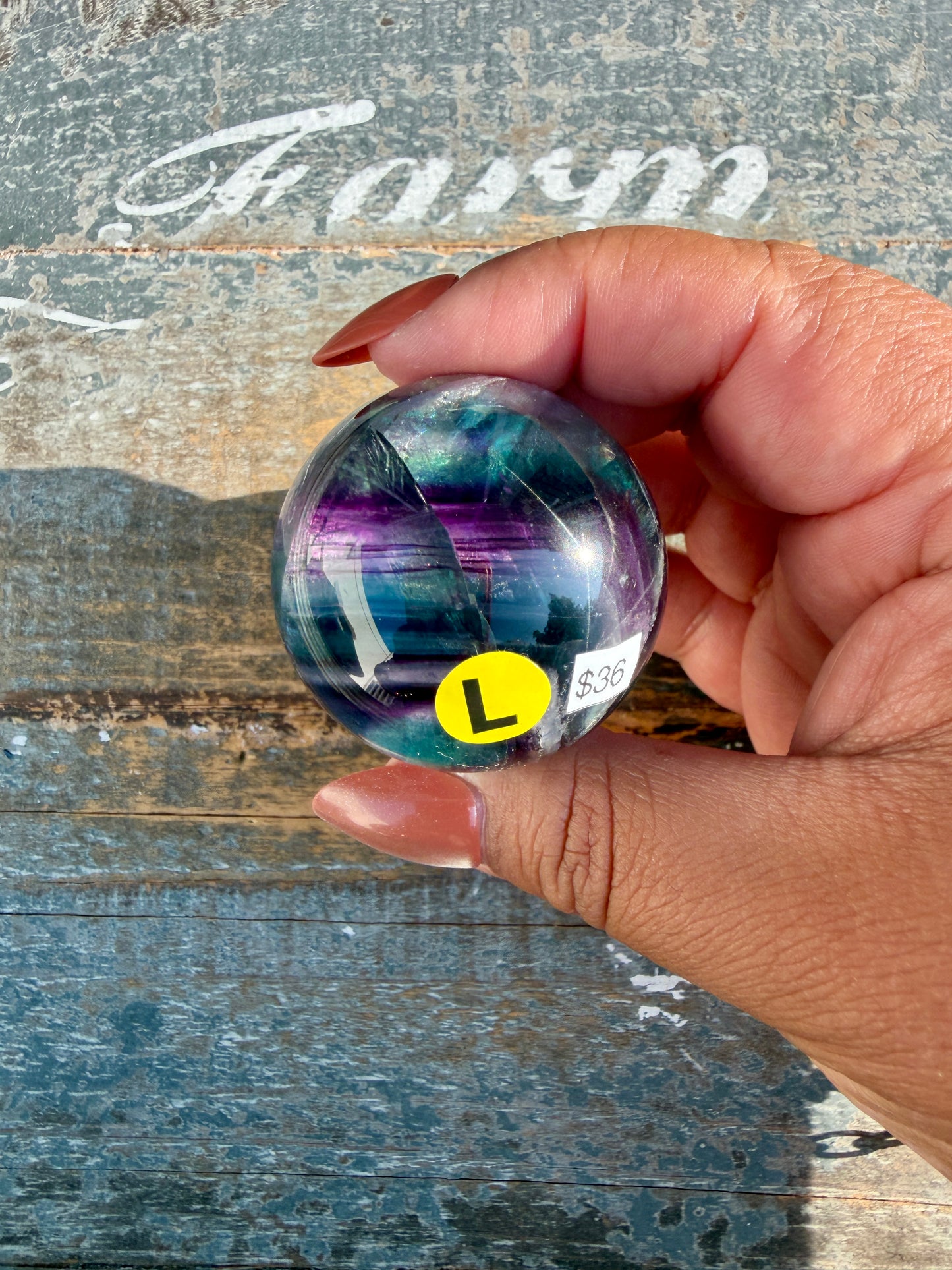 Gorgeous Dark Rainbow Fluorite Sphere | Opt L
