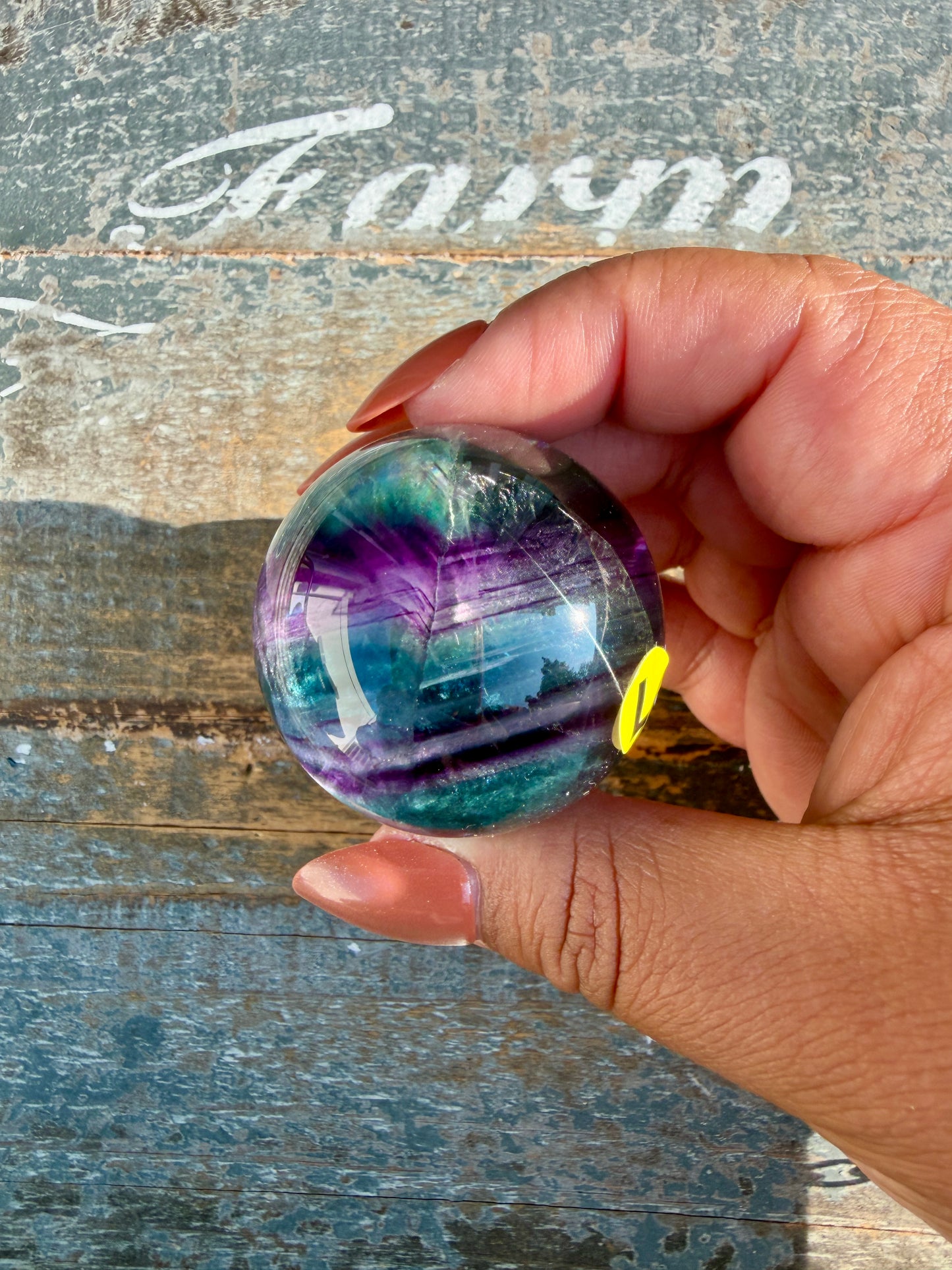 Gorgeous Dark Rainbow Fluorite Sphere | Opt L