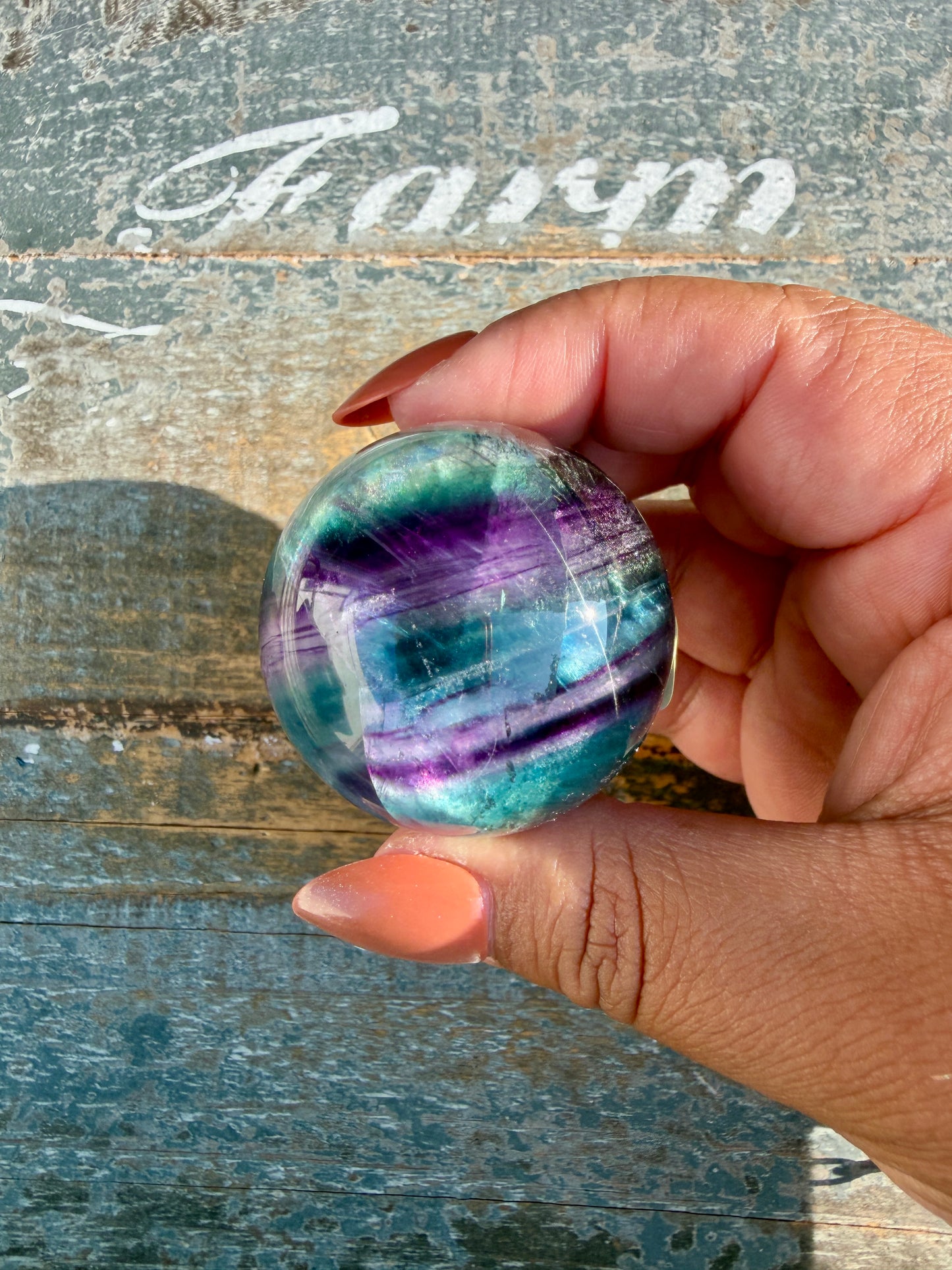 Gorgeous Dark Rainbow Fluorite Sphere | Opt L