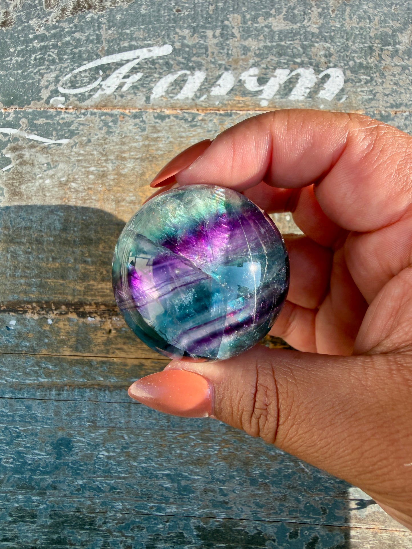 Gorgeous Dark Rainbow Fluorite Sphere | Opt L