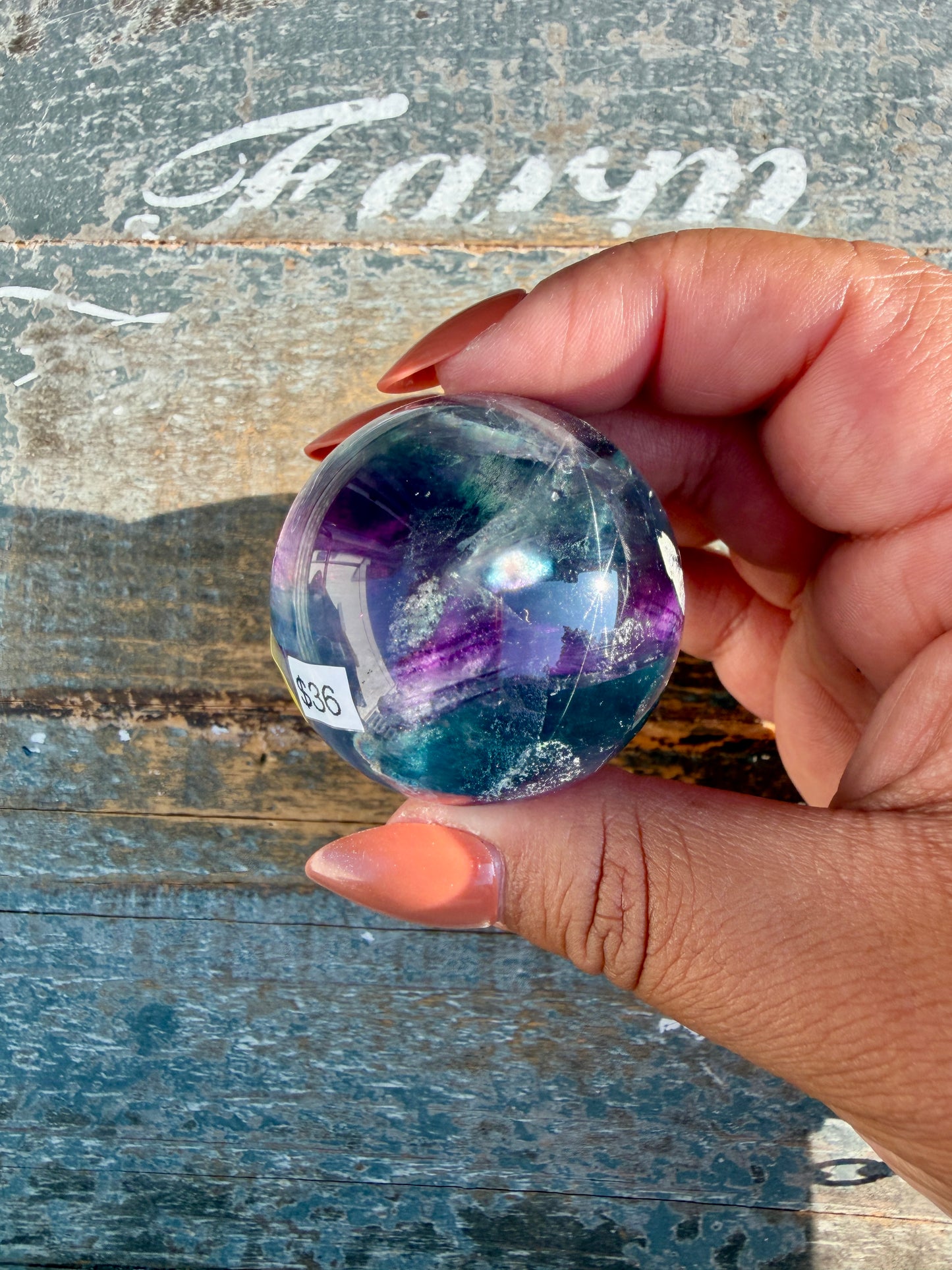 Gorgeous Dark Rainbow Fluorite Sphere | Opt L