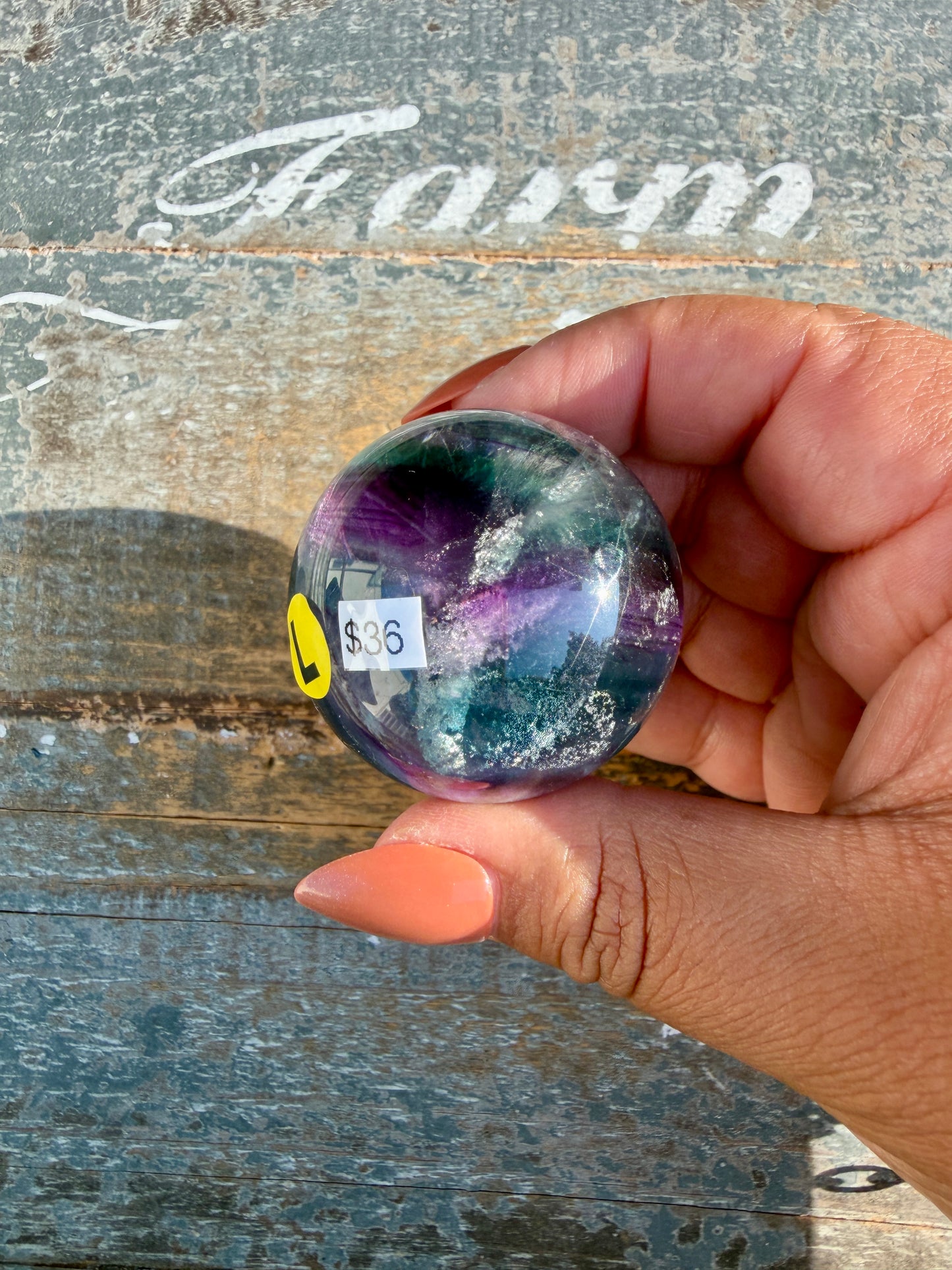 Gorgeous Dark Rainbow Fluorite Sphere | Opt L