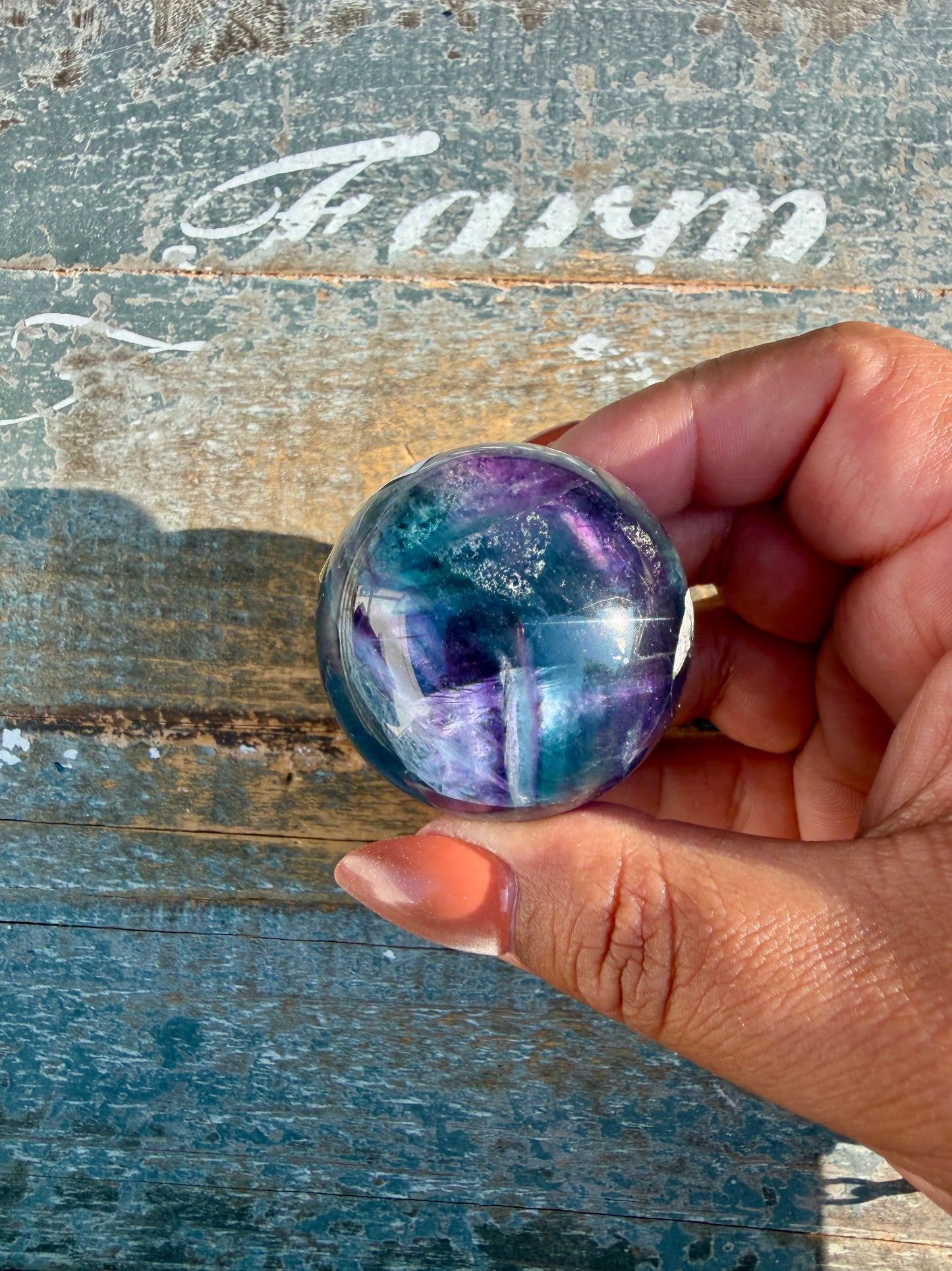 Gorgeous Dark Rainbow Fluorite Sphere | Opt L