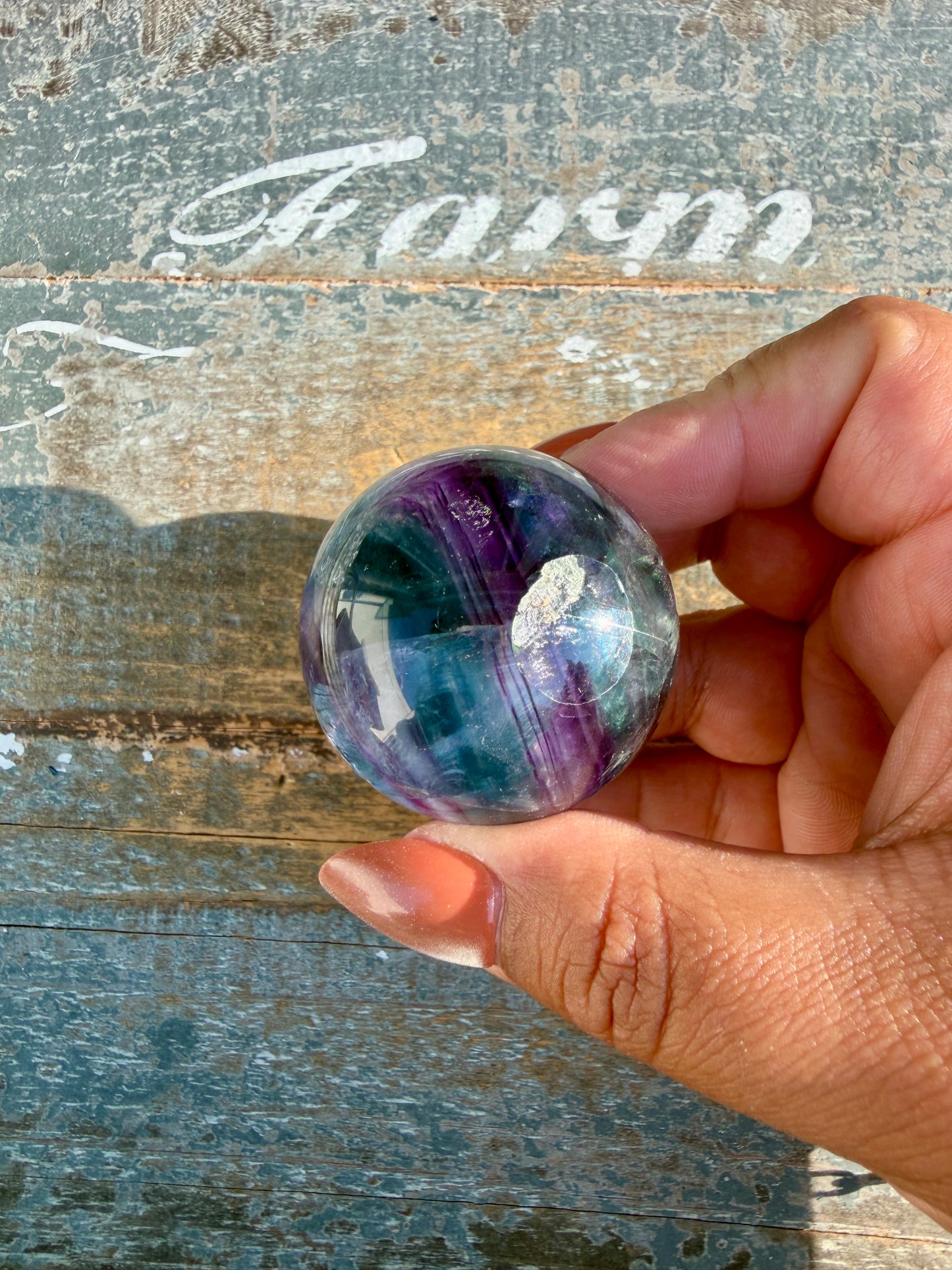 Gorgeous Dark Rainbow Fluorite Sphere | Opt L