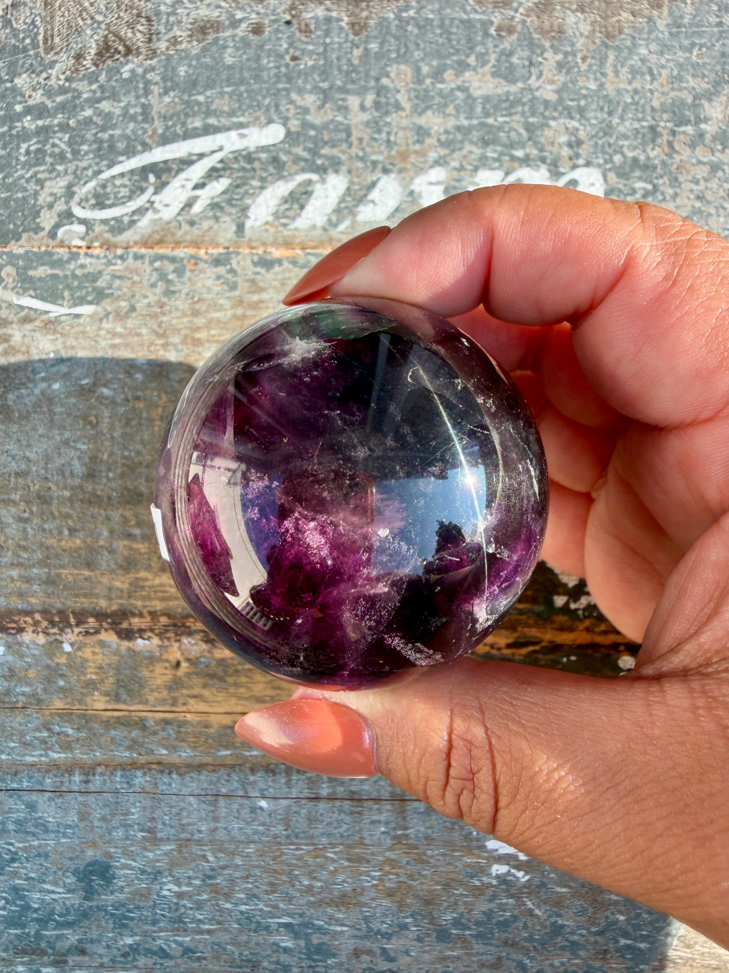 Gorgeous Dark Rainbow Fluorite Sphere | Opt R