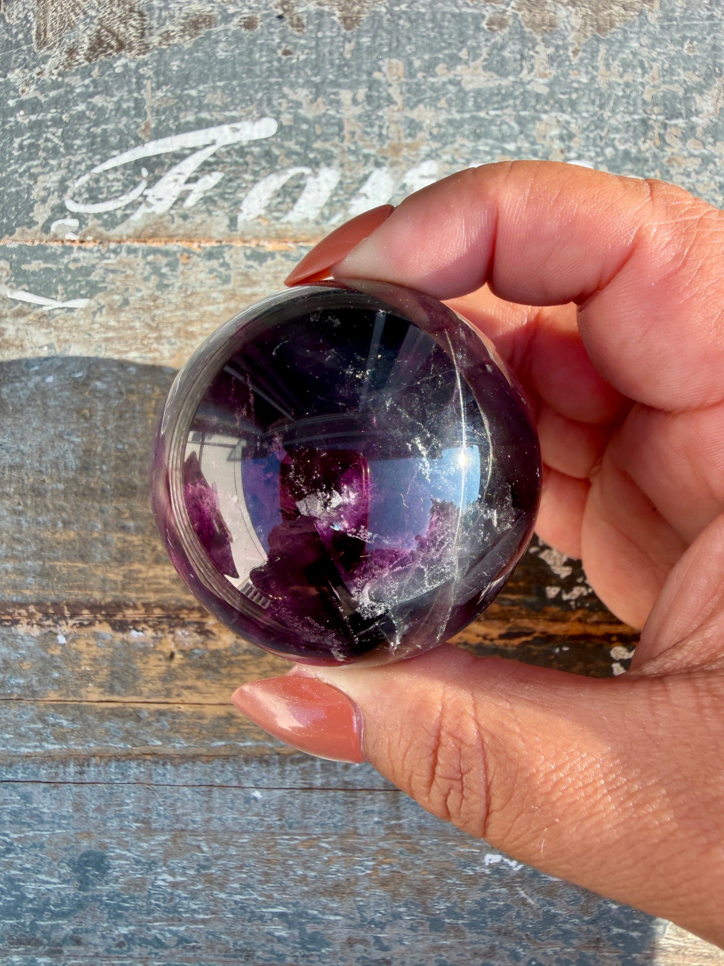 Gorgeous Dark Rainbow Fluorite Sphere | Opt R